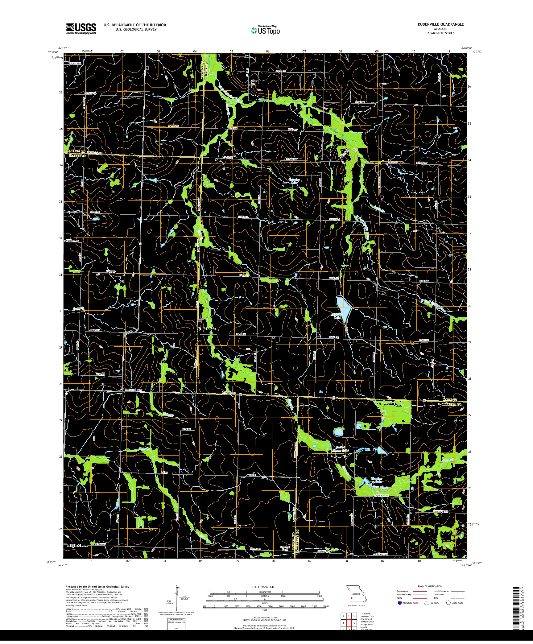 USGS US TOPO 7.5-MINUTE MAP FOR DUDENVILLE, MO 2017