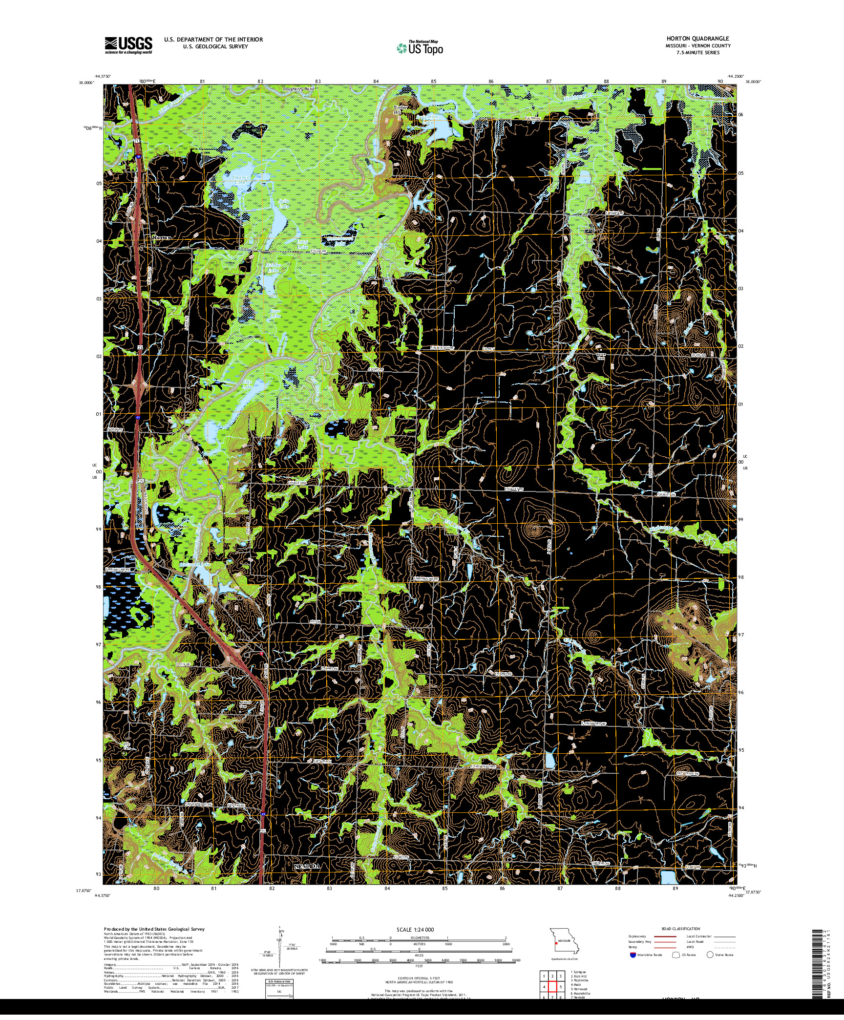 USGS US TOPO 7.5-MINUTE MAP FOR HORTON, MO 2017
