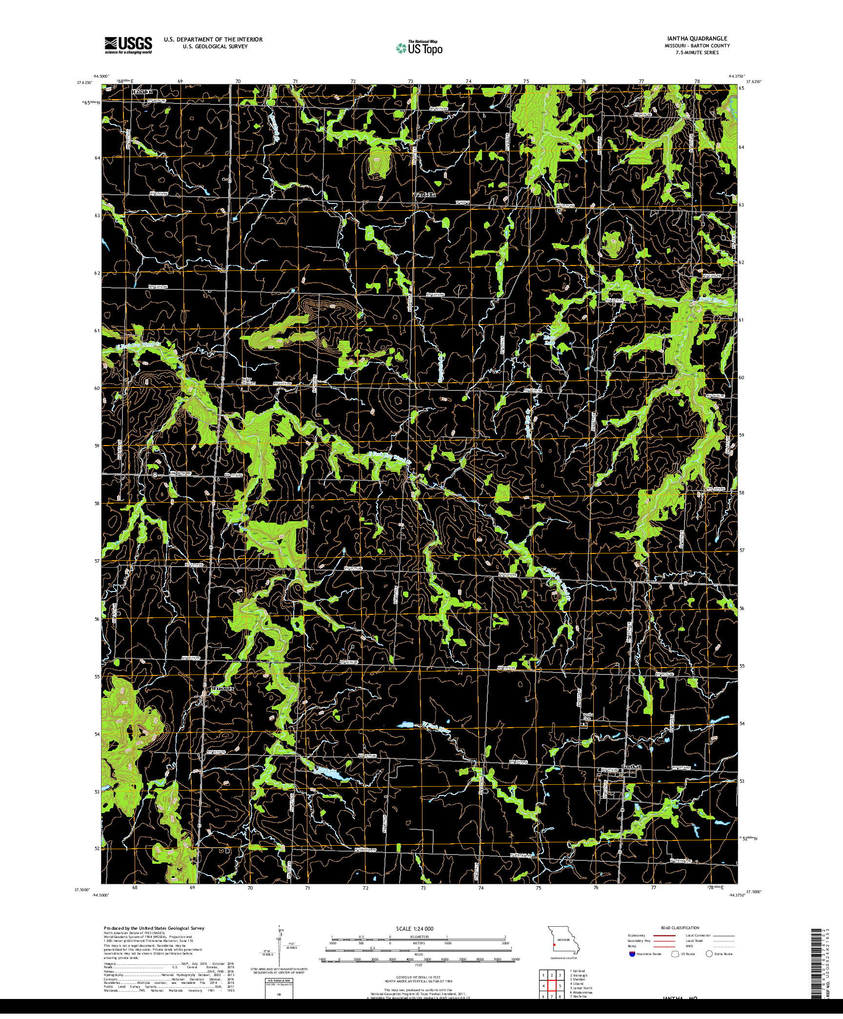 USGS US TOPO 7.5-MINUTE MAP FOR IANTHA, MO 2017