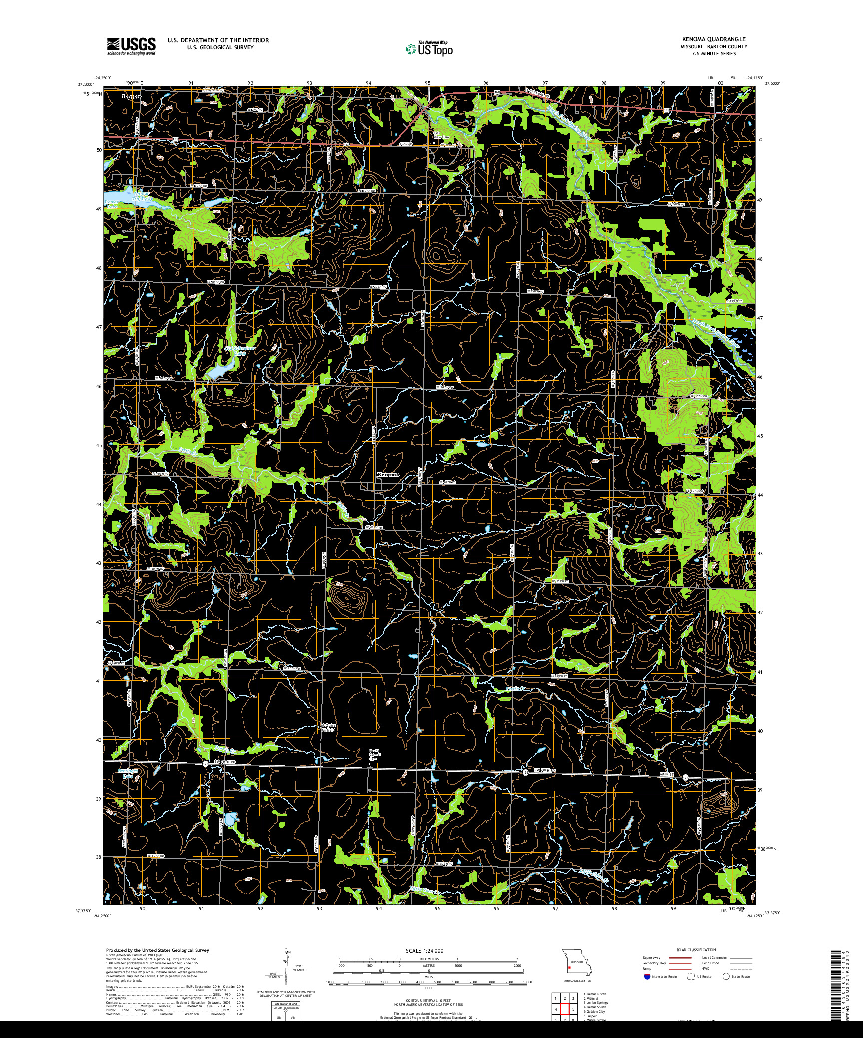 USGS US TOPO 7.5-MINUTE MAP FOR KENOMA, MO 2017