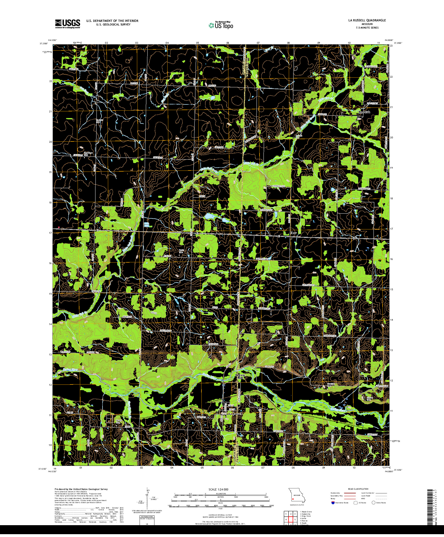 USGS US TOPO 7.5-MINUTE MAP FOR LA RUSSELL, MO 2017