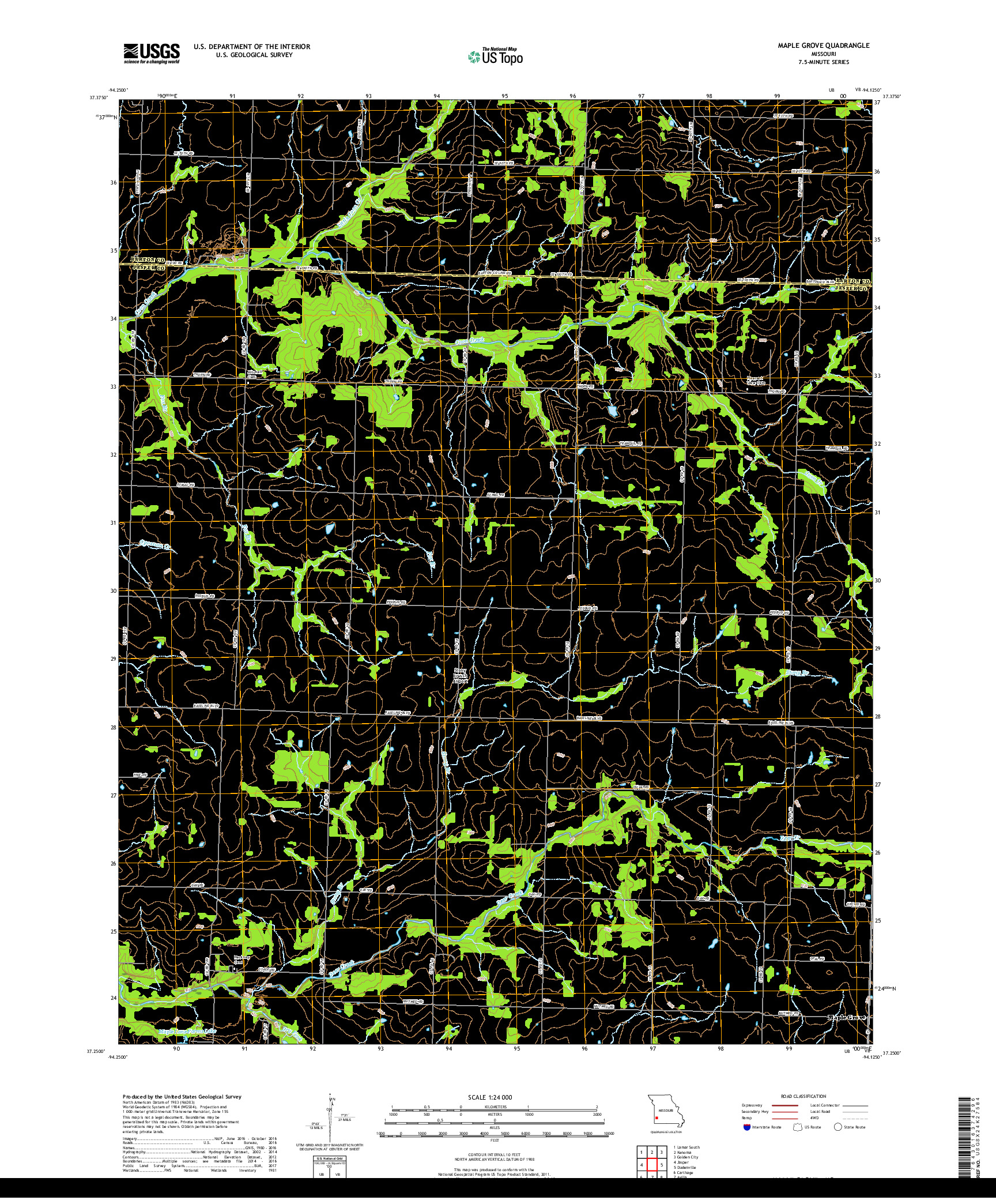 USGS US TOPO 7.5-MINUTE MAP FOR MAPLE GROVE, MO 2017