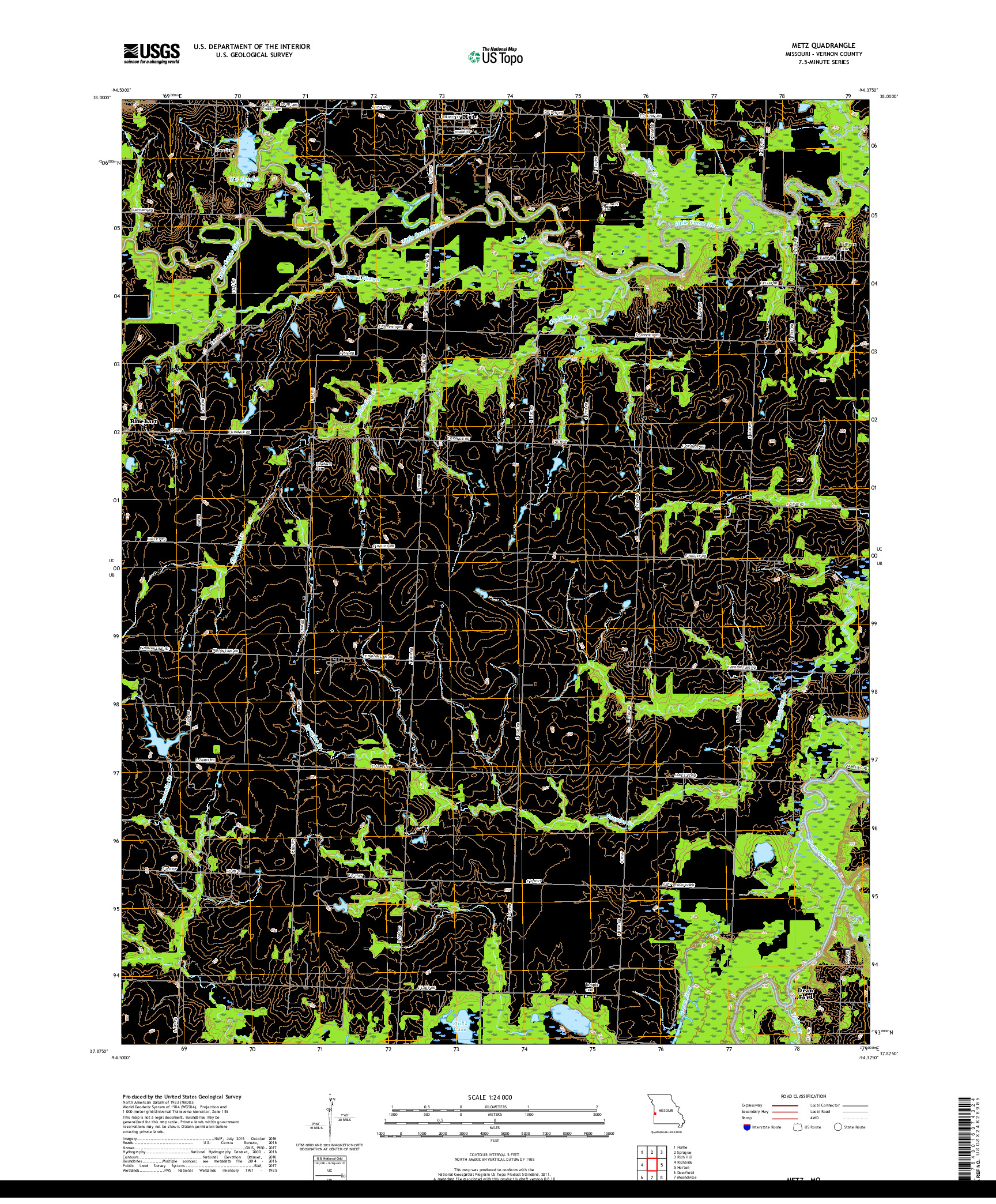 USGS US TOPO 7.5-MINUTE MAP FOR METZ, MO 2017