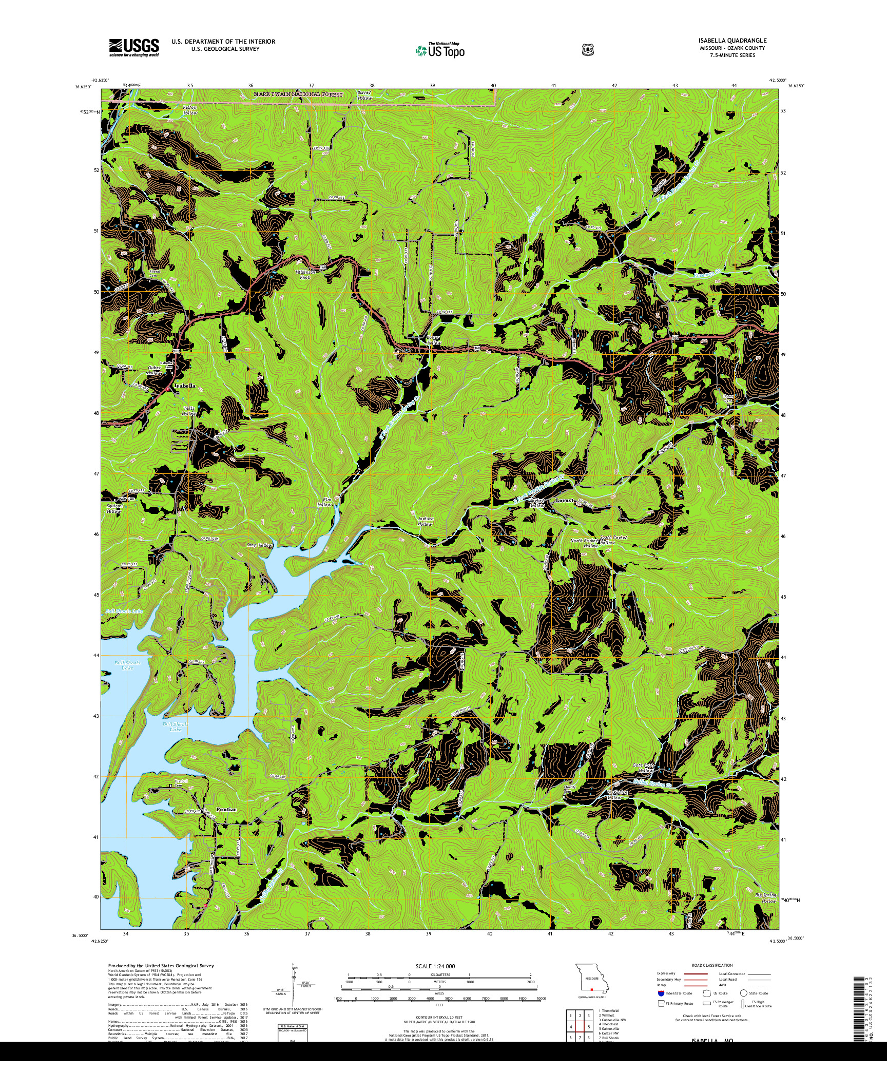 USGS US TOPO 7.5-MINUTE MAP FOR ISABELLA, MO 2017