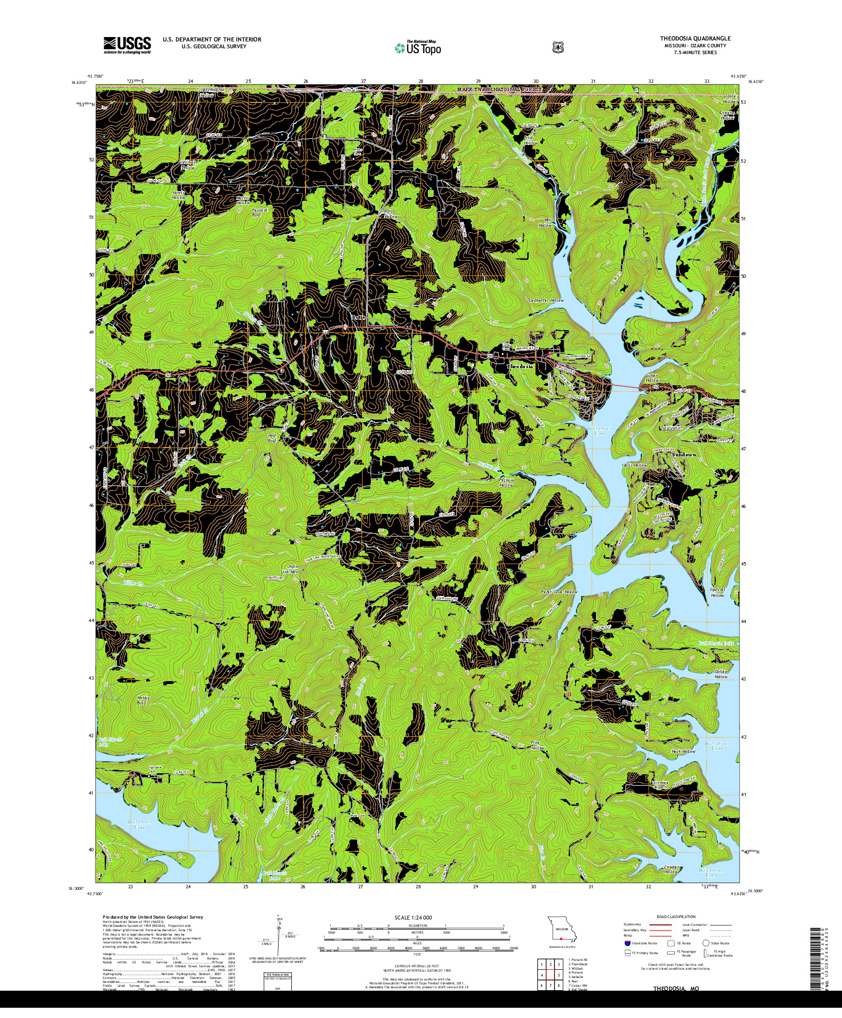 USGS US TOPO 7.5-MINUTE MAP FOR THEODOSIA, MO 2017