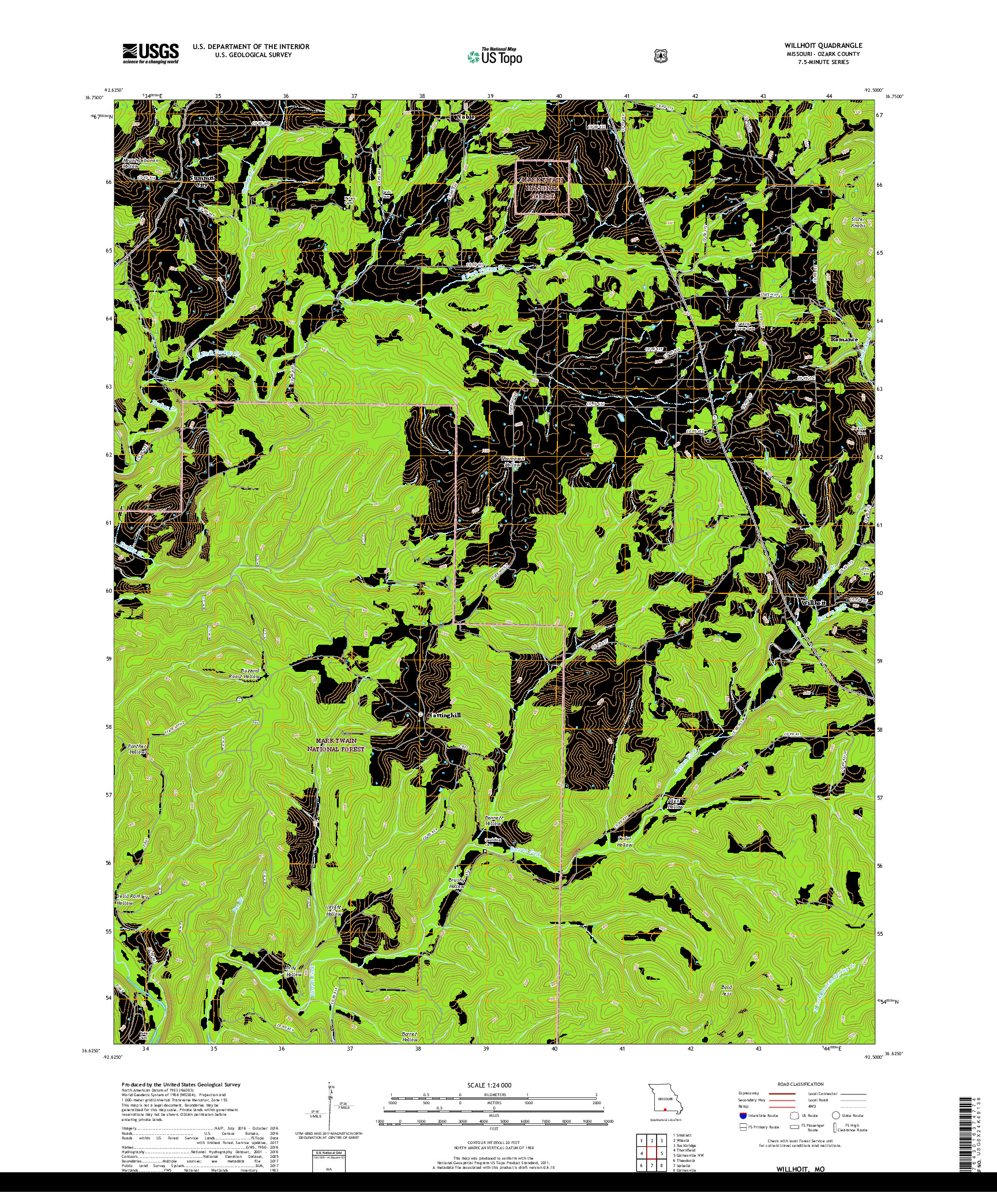 USGS US TOPO 7.5-MINUTE MAP FOR WILLHOIT, MO 2017