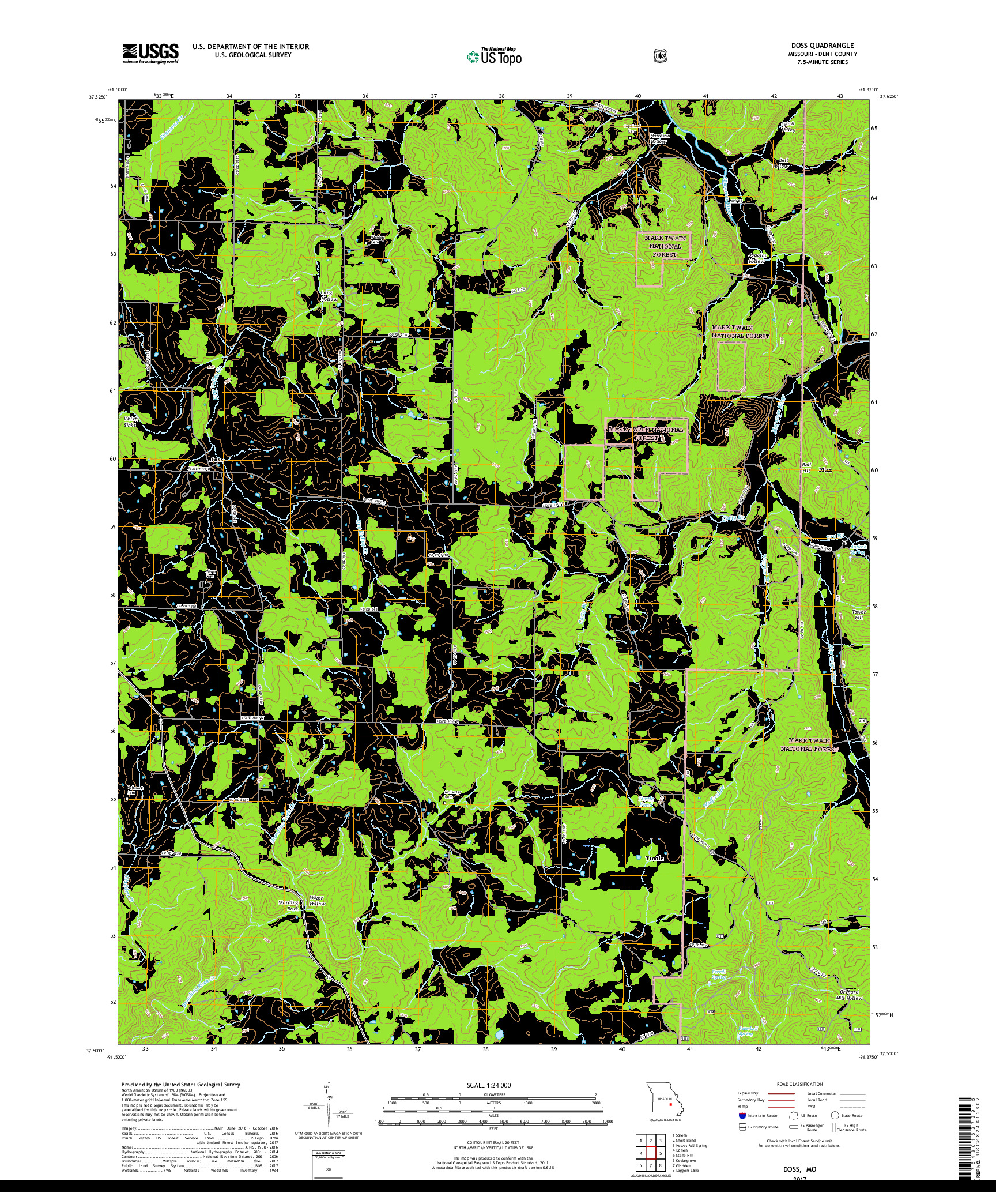 USGS US TOPO 7.5-MINUTE MAP FOR DOSS, MO 2017