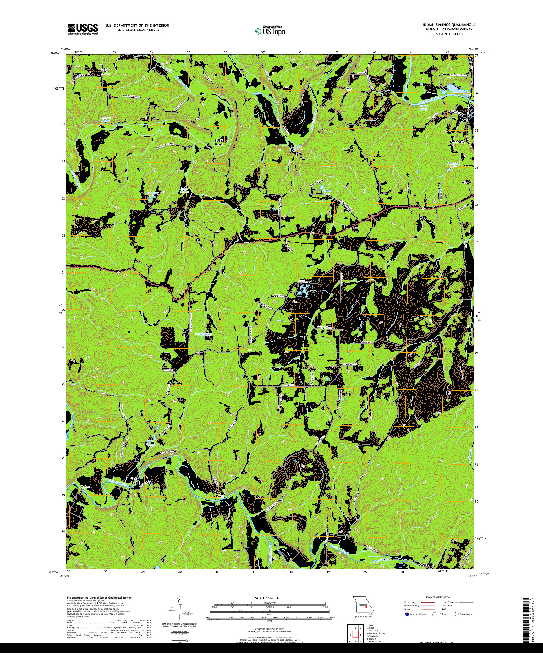 USGS US TOPO 7.5-MINUTE MAP FOR INDIAN SPRINGS, MO 2017