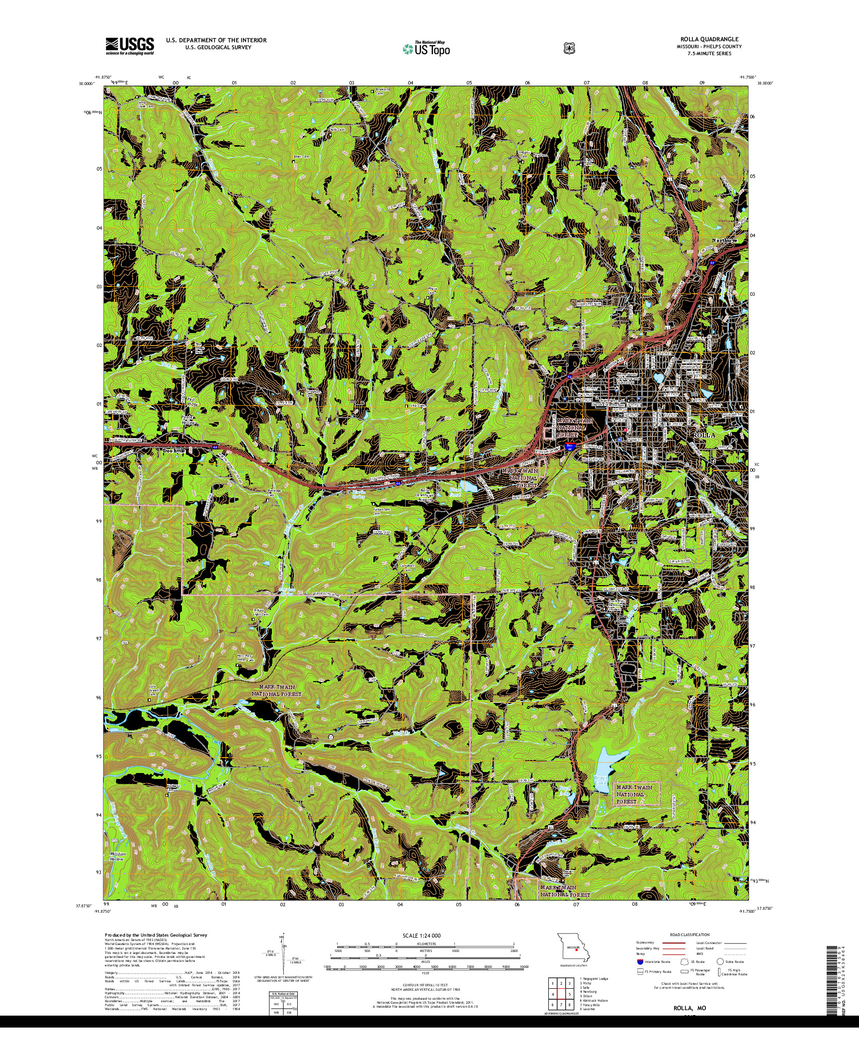 USGS US TOPO 7.5-MINUTE MAP FOR ROLLA, MO 2017