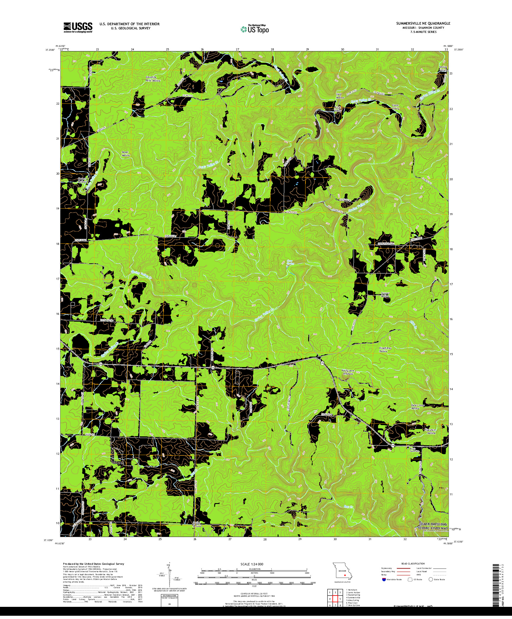 USGS US TOPO 7.5-MINUTE MAP FOR SUMMERSVILLE NE, MO 2017