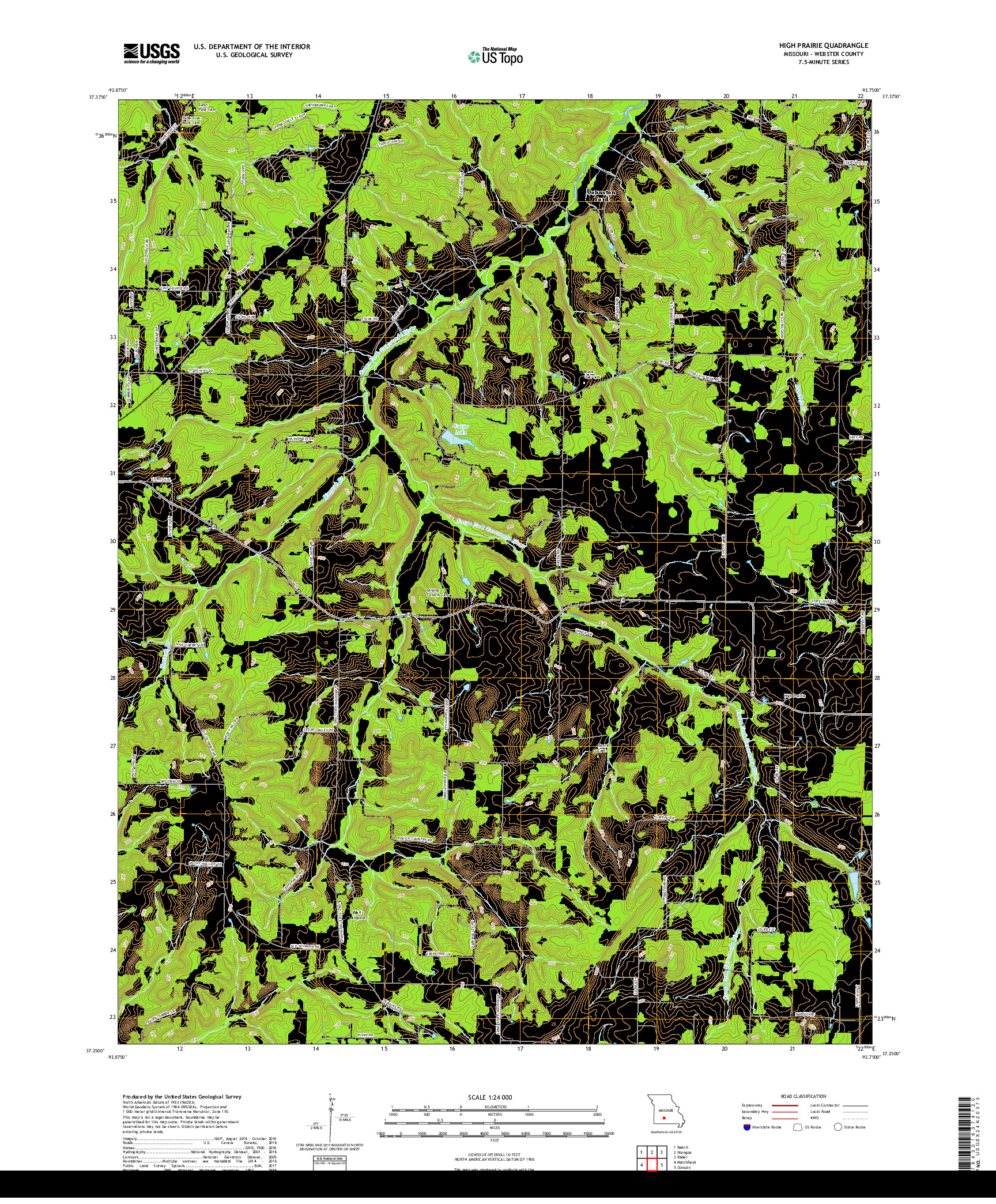 USGS US TOPO 7.5-MINUTE MAP FOR HIGH PRAIRIE, MO 2017