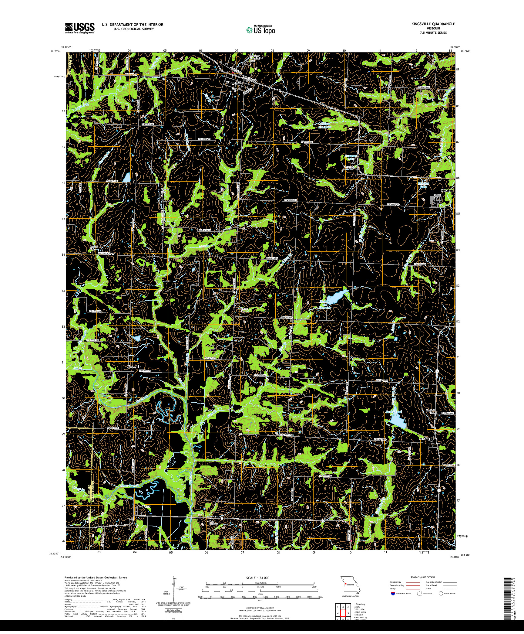 USGS US TOPO 7.5-MINUTE MAP FOR KINGSVILLE, MO 2017