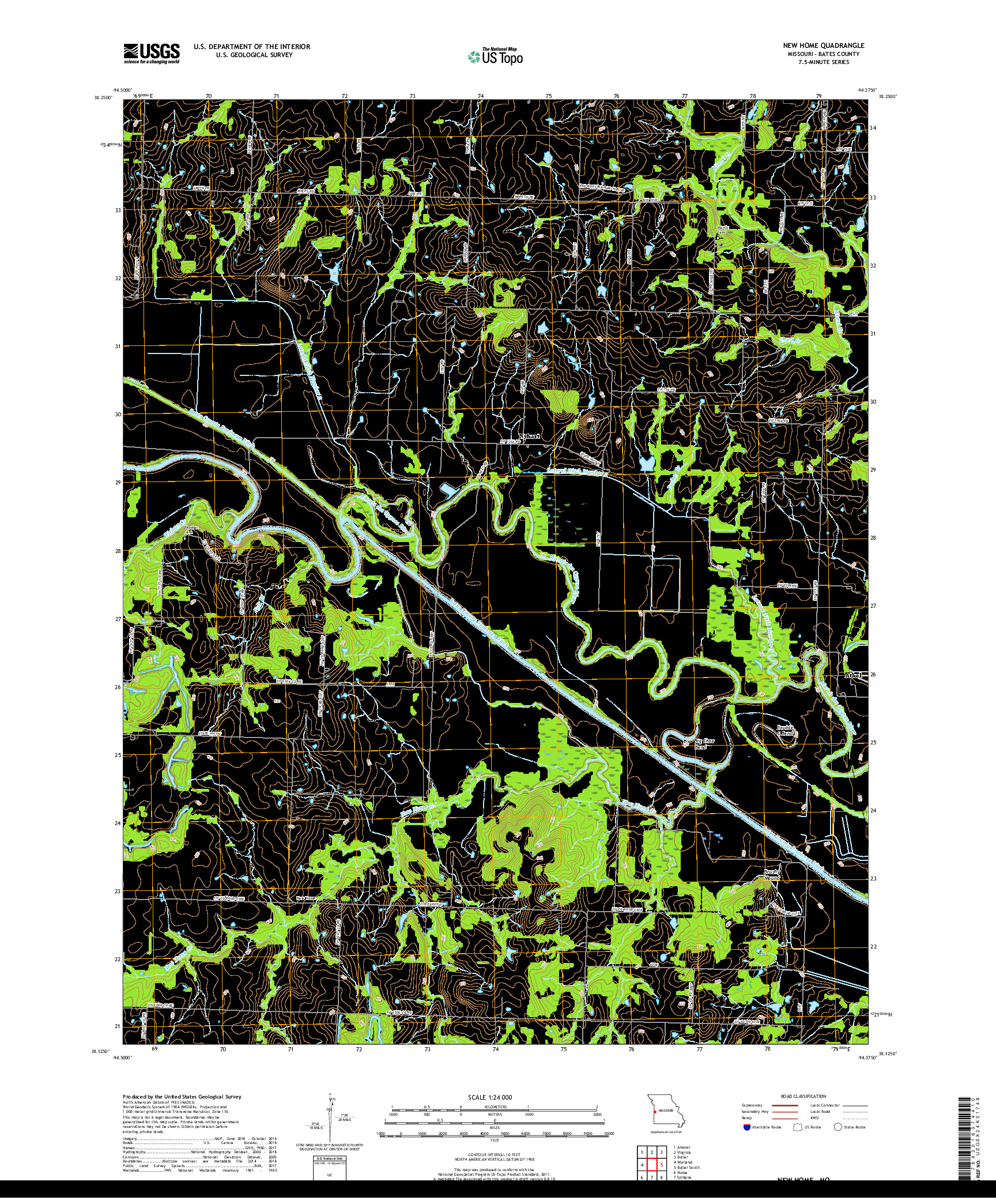 USGS US TOPO 7.5-MINUTE MAP FOR NEW HOME, MO 2017