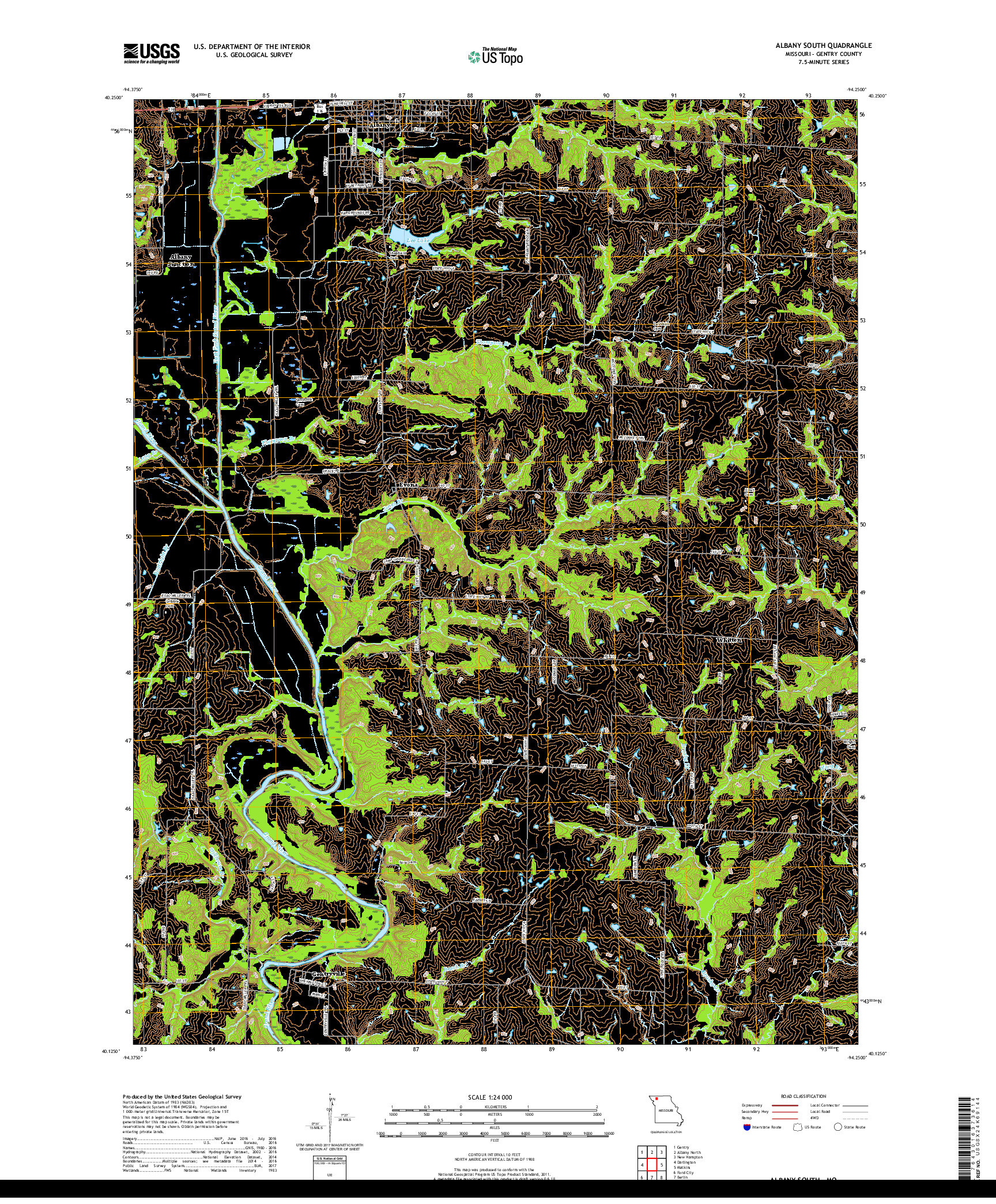 USGS US TOPO 7.5-MINUTE MAP FOR ALBANY SOUTH, MO 2017