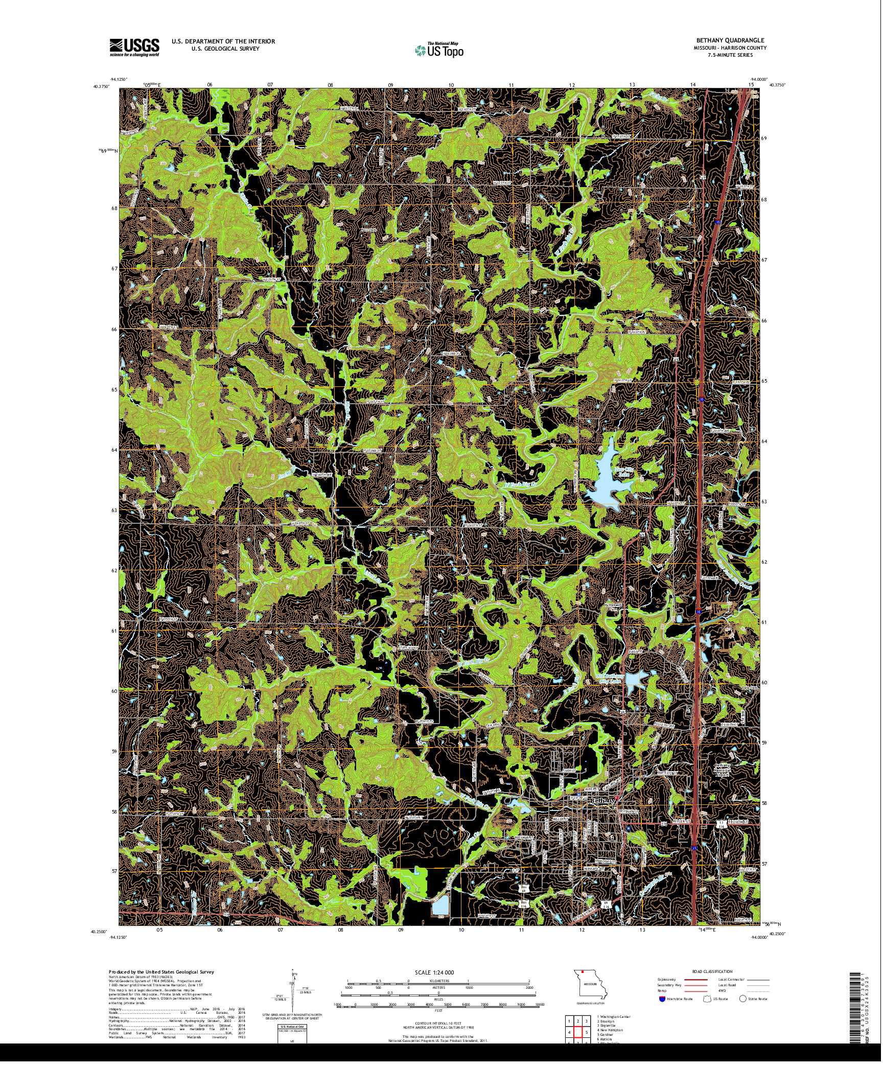 USGS US TOPO 7.5-MINUTE MAP FOR BETHANY, MO 2017