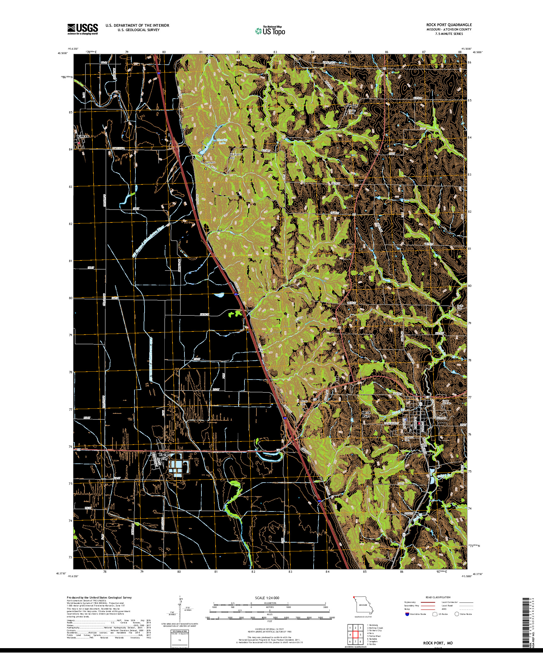 USGS US TOPO 7.5-MINUTE MAP FOR ROCK PORT, MO 2017