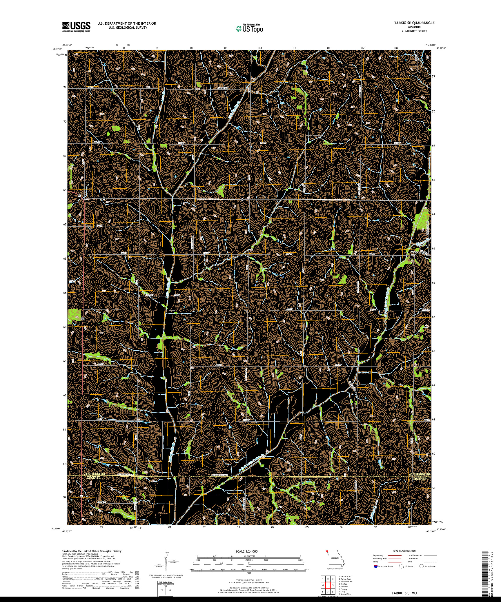 USGS US TOPO 7.5-MINUTE MAP FOR TARKIO SE, MO 2017