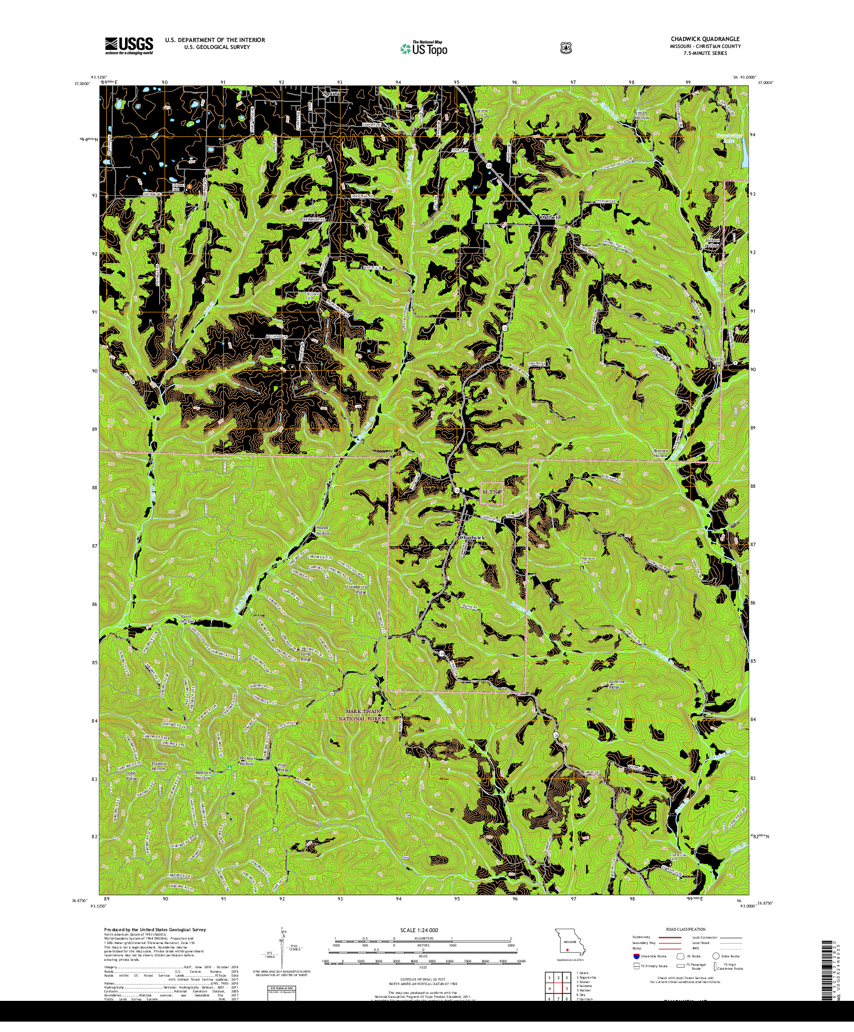 USGS US TOPO 7.5-MINUTE MAP FOR CHADWICK, MO 2017