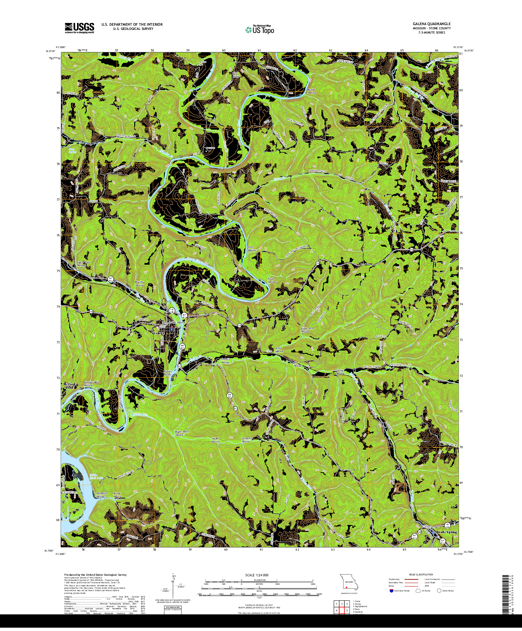USGS US TOPO 7.5-MINUTE MAP FOR GALENA, MO 2017