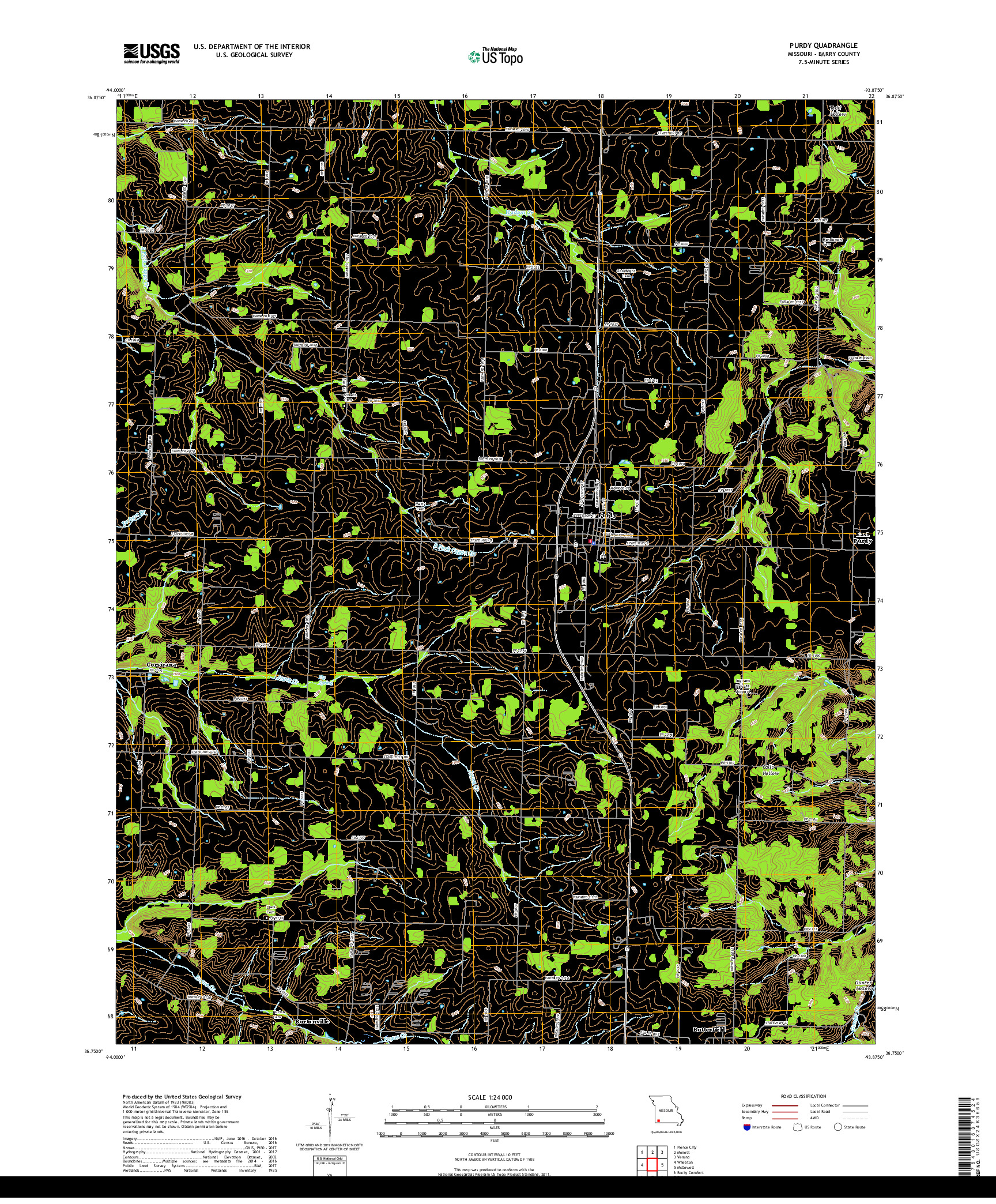 USGS US TOPO 7.5-MINUTE MAP FOR PURDY, MO 2017