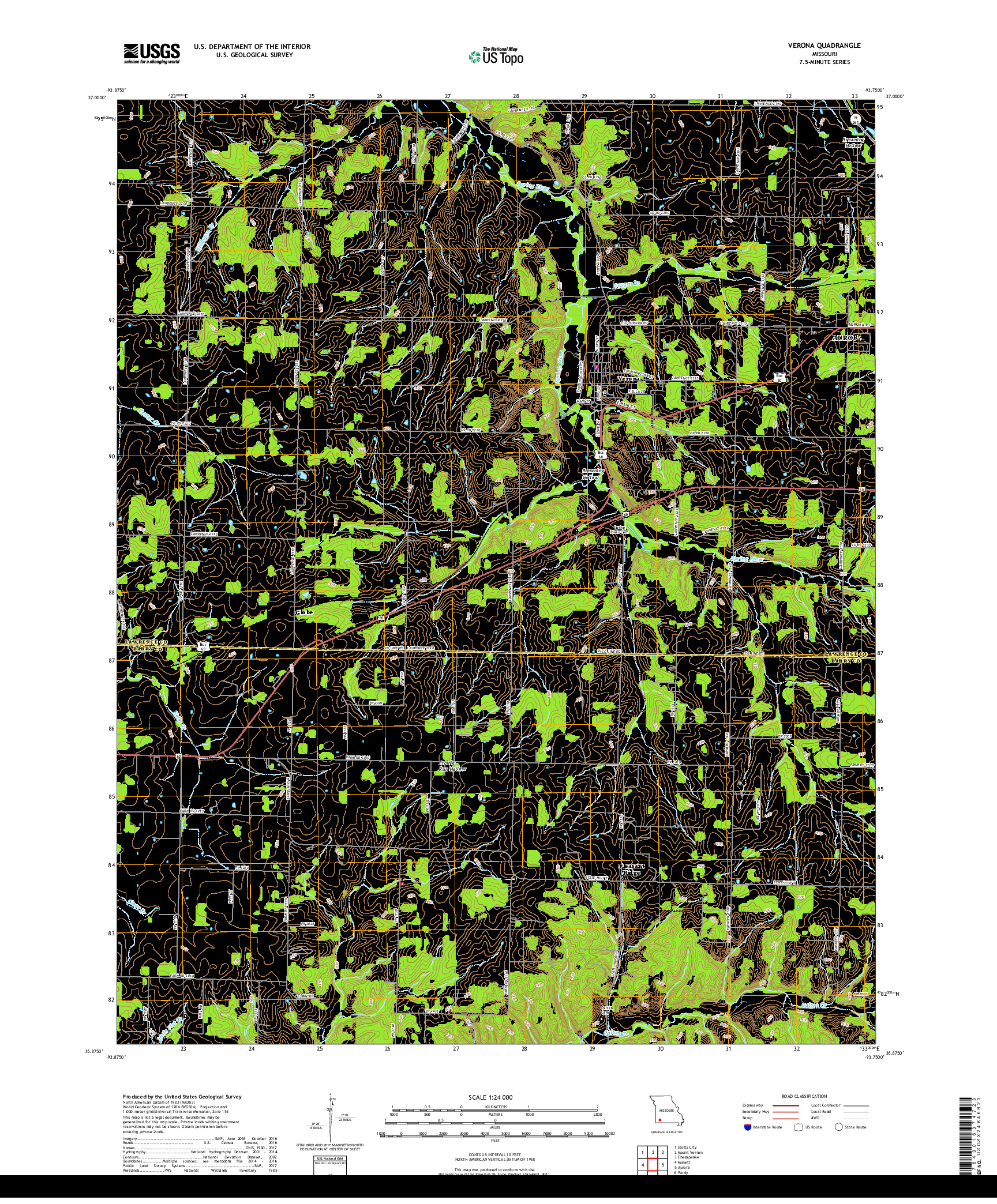 USGS US TOPO 7.5-MINUTE MAP FOR VERONA, MO 2017