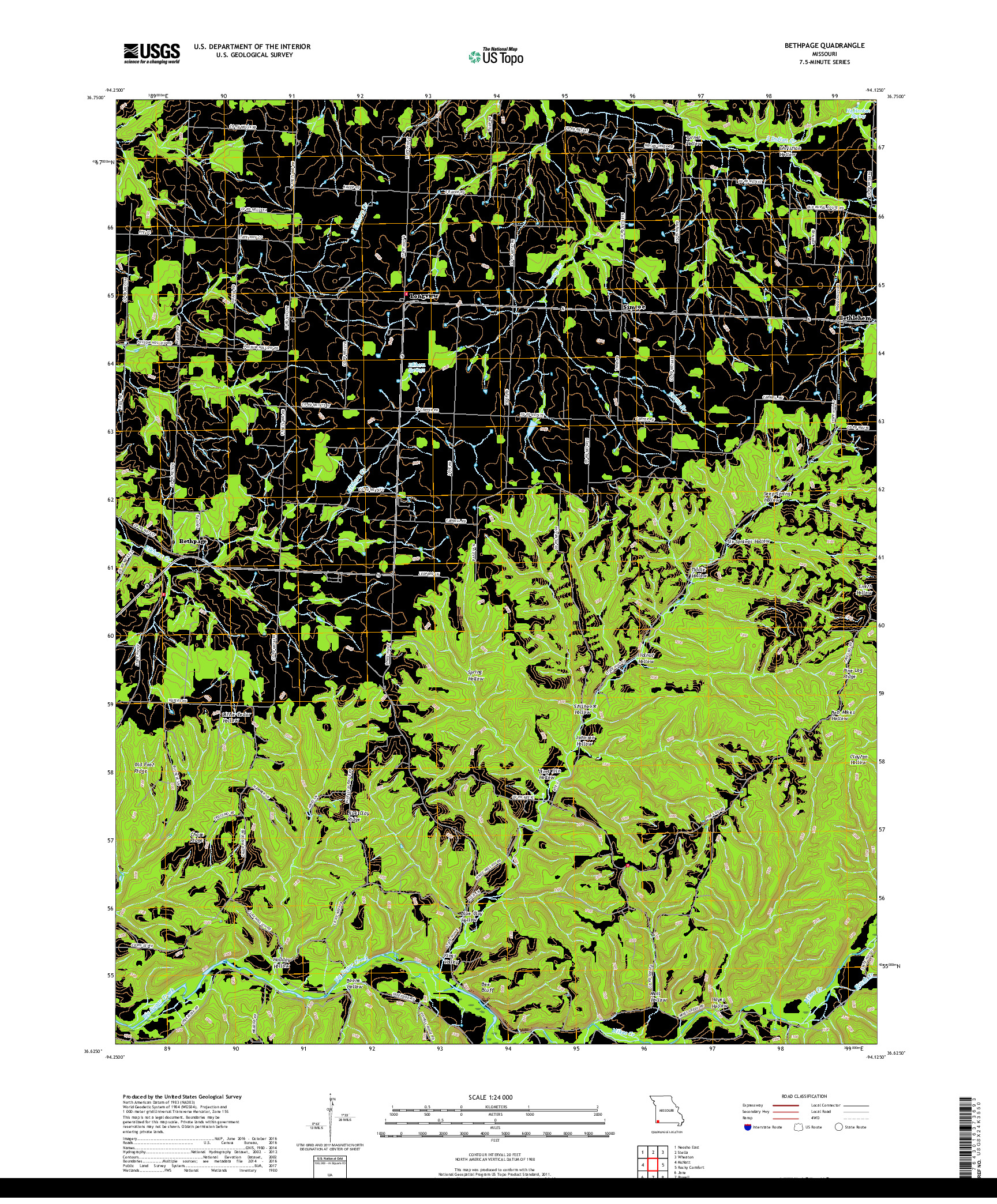 USGS US TOPO 7.5-MINUTE MAP FOR BETHPAGE, MO 2017