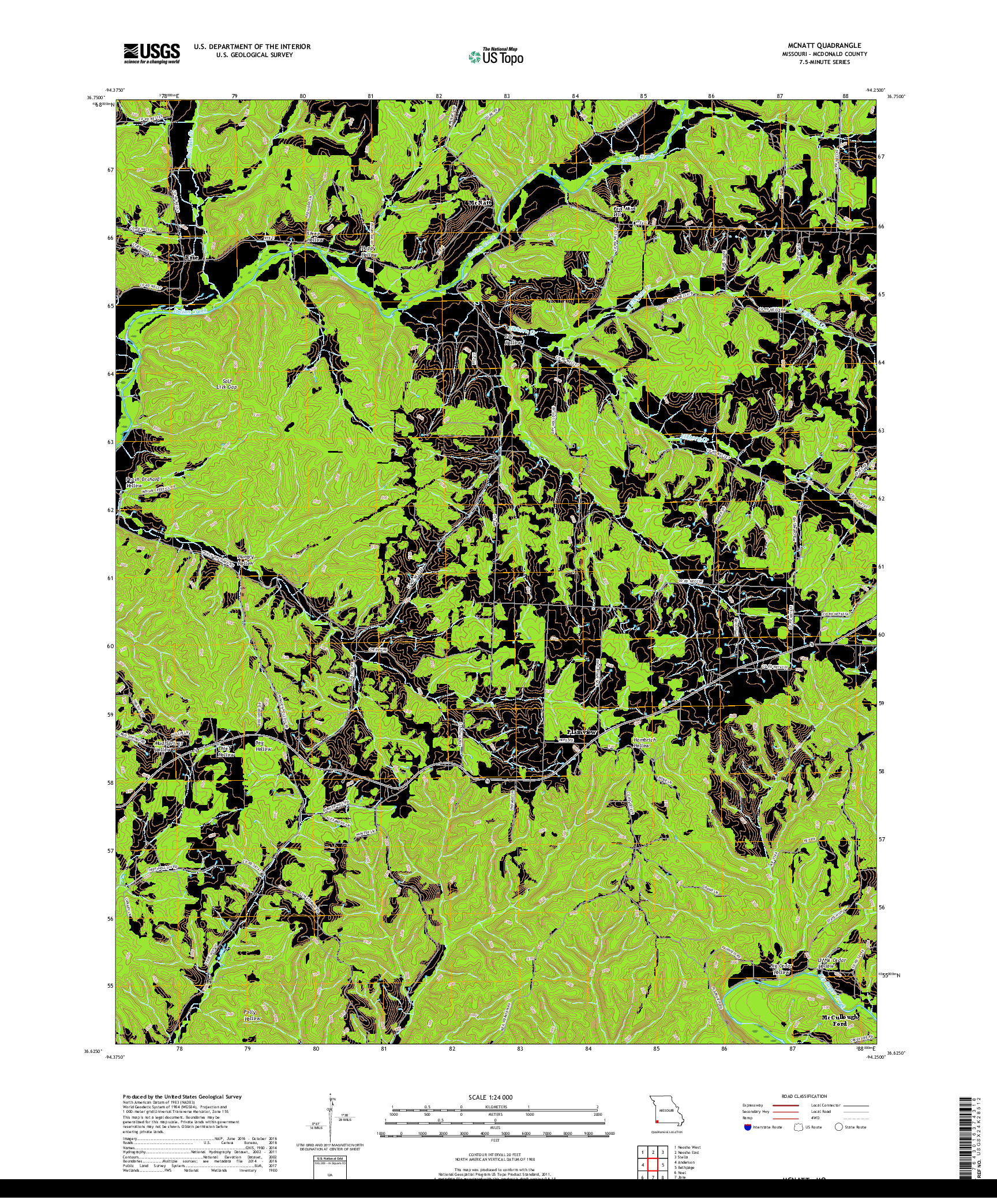 USGS US TOPO 7.5-MINUTE MAP FOR MCNATT, MO 2017