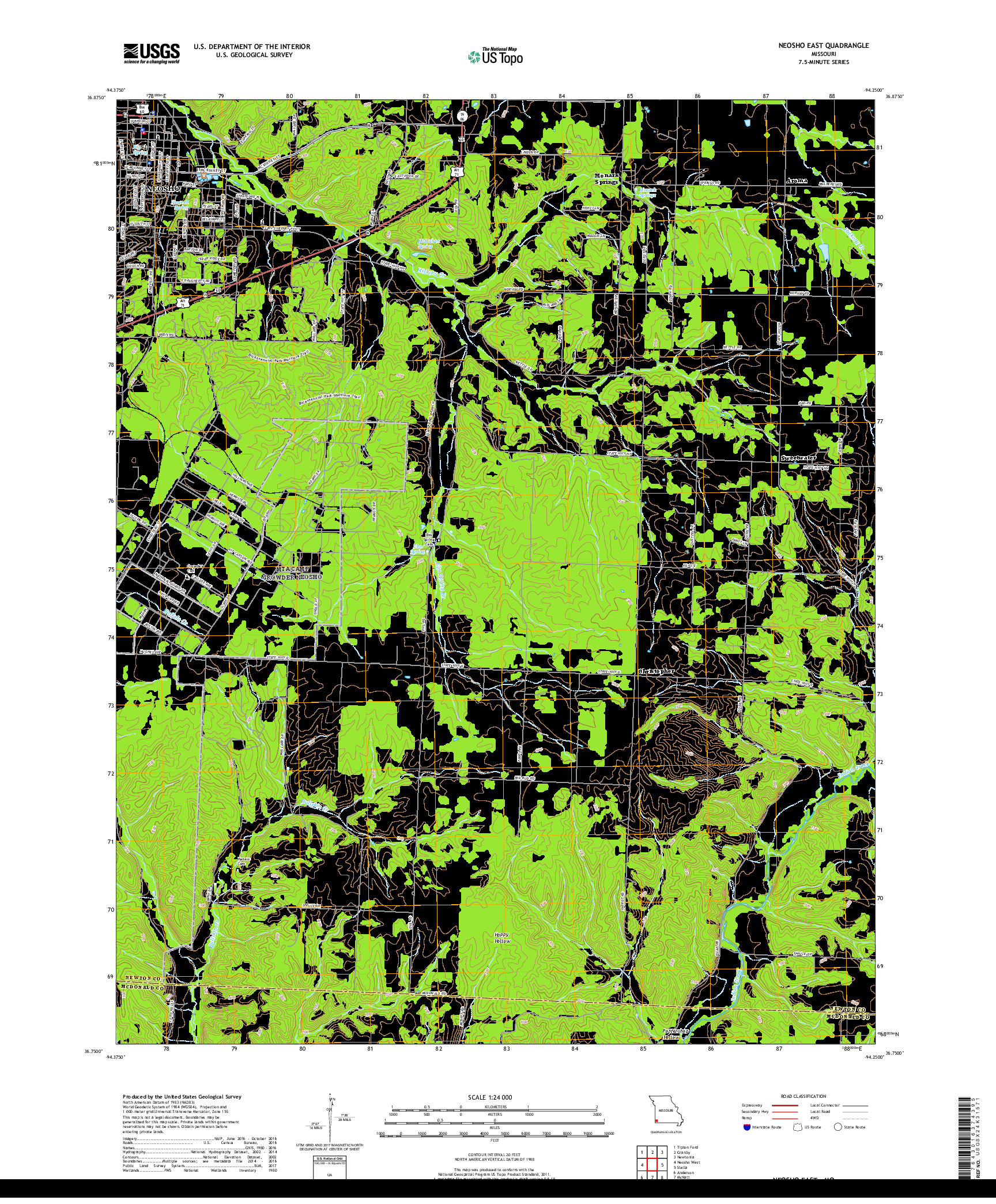 USGS US TOPO 7.5-MINUTE MAP FOR NEOSHO EAST, MO 2017