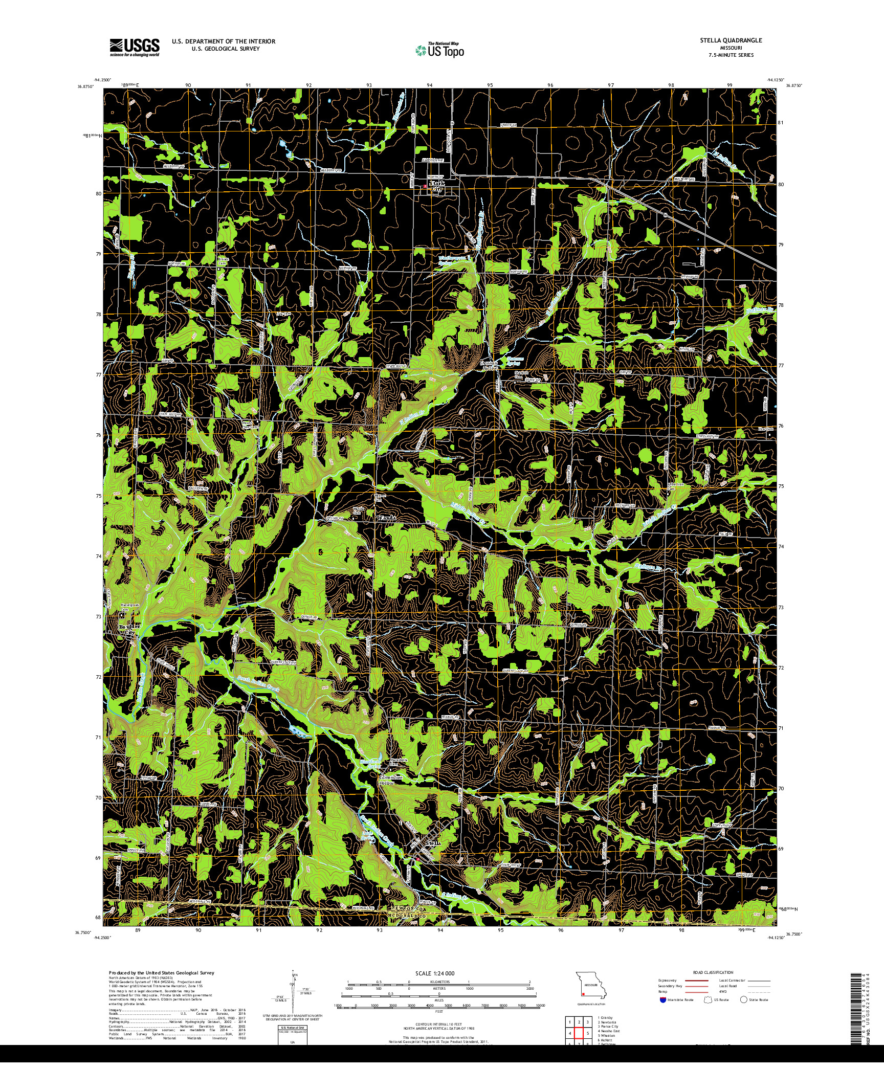 USGS US TOPO 7.5-MINUTE MAP FOR STELLA, MO 2017