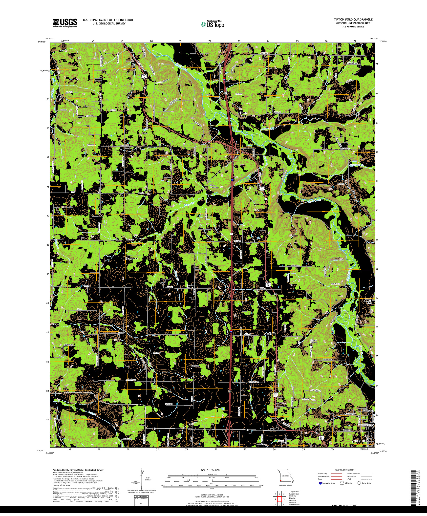 USGS US TOPO 7.5-MINUTE MAP FOR TIPTON FORD, MO 2017