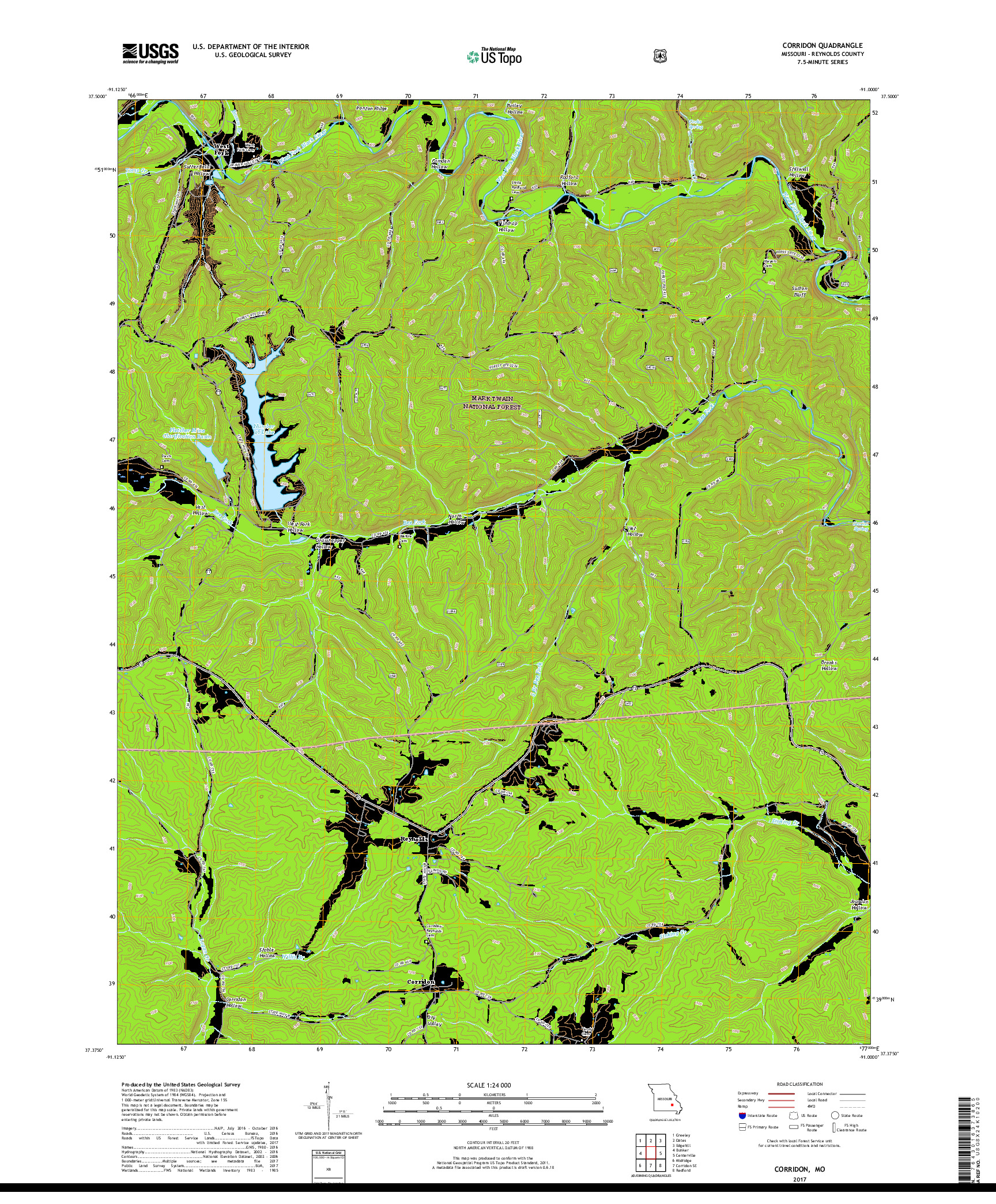 USGS US TOPO 7.5-MINUTE MAP FOR CORRIDON, MO 2017