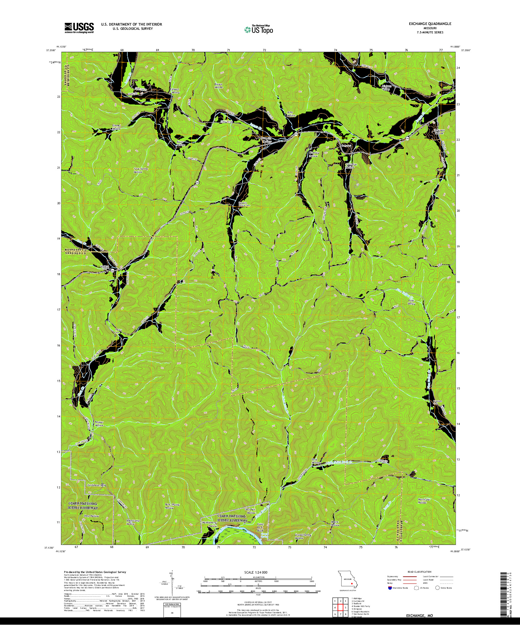 USGS US TOPO 7.5-MINUTE MAP FOR EXCHANGE, MO 2017