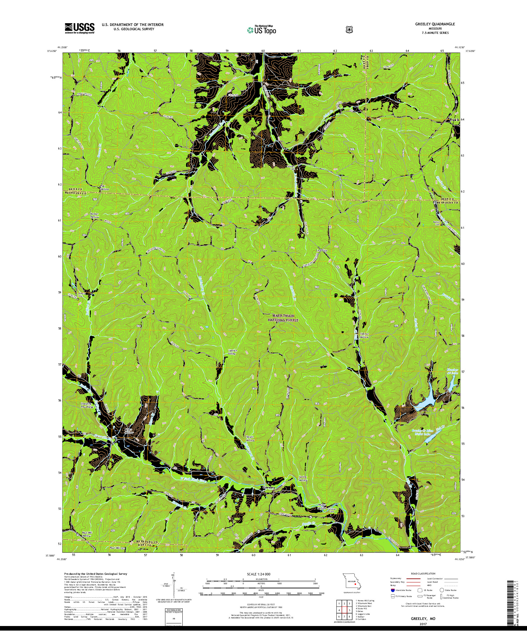 USGS US TOPO 7.5-MINUTE MAP FOR GREELEY, MO 2017