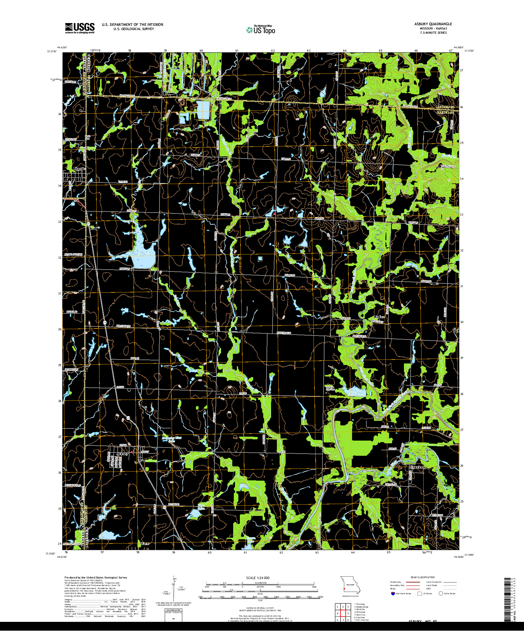 USGS US TOPO 7.5-MINUTE MAP FOR ASBURY, MO,KS 2017