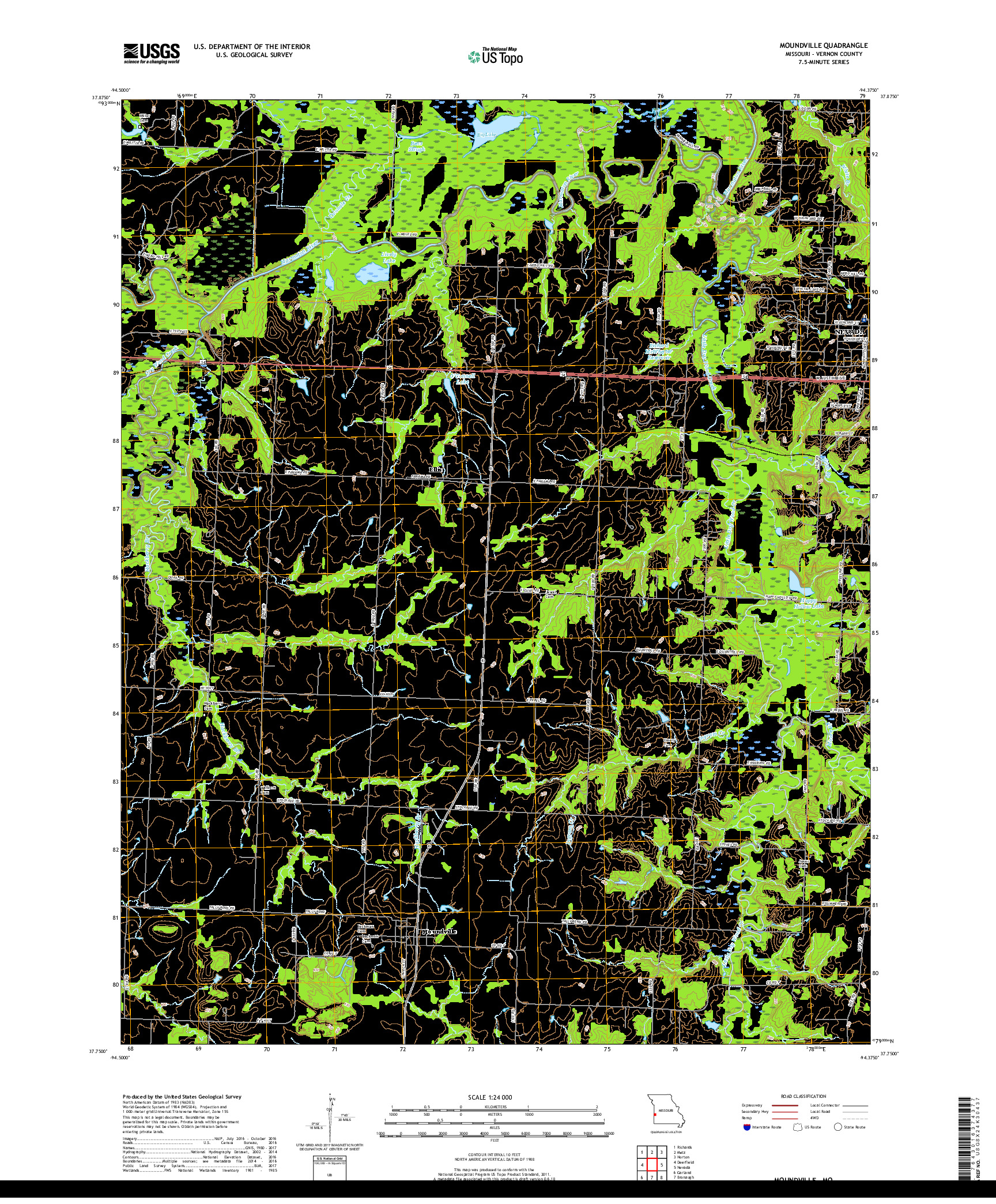 USGS US TOPO 7.5-MINUTE MAP FOR MOUNDVILLE, MO 2017