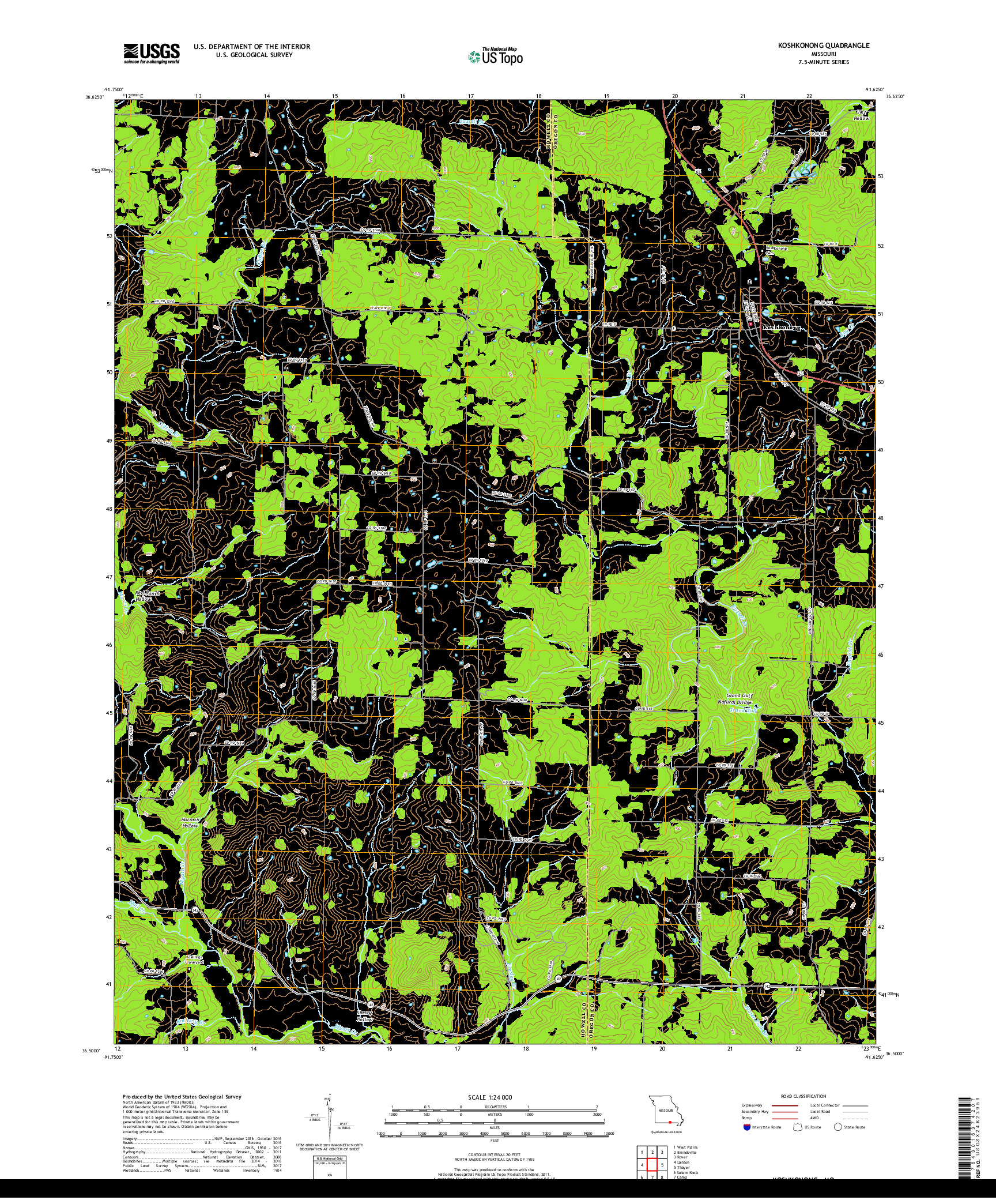 USGS US TOPO 7.5-MINUTE MAP FOR KOSHKONONG, MO 2017