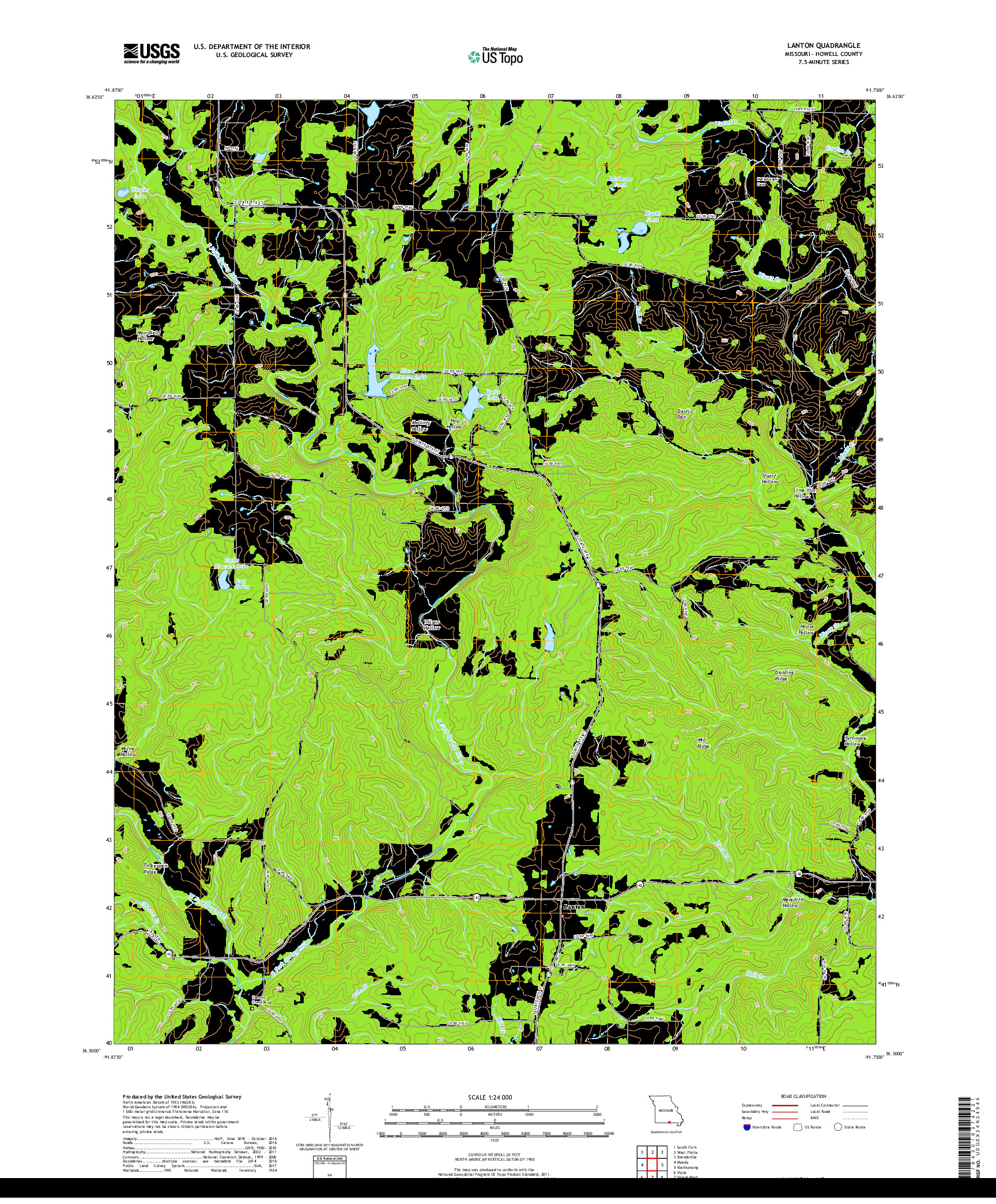 USGS US TOPO 7.5-MINUTE MAP FOR LANTON, MO 2017