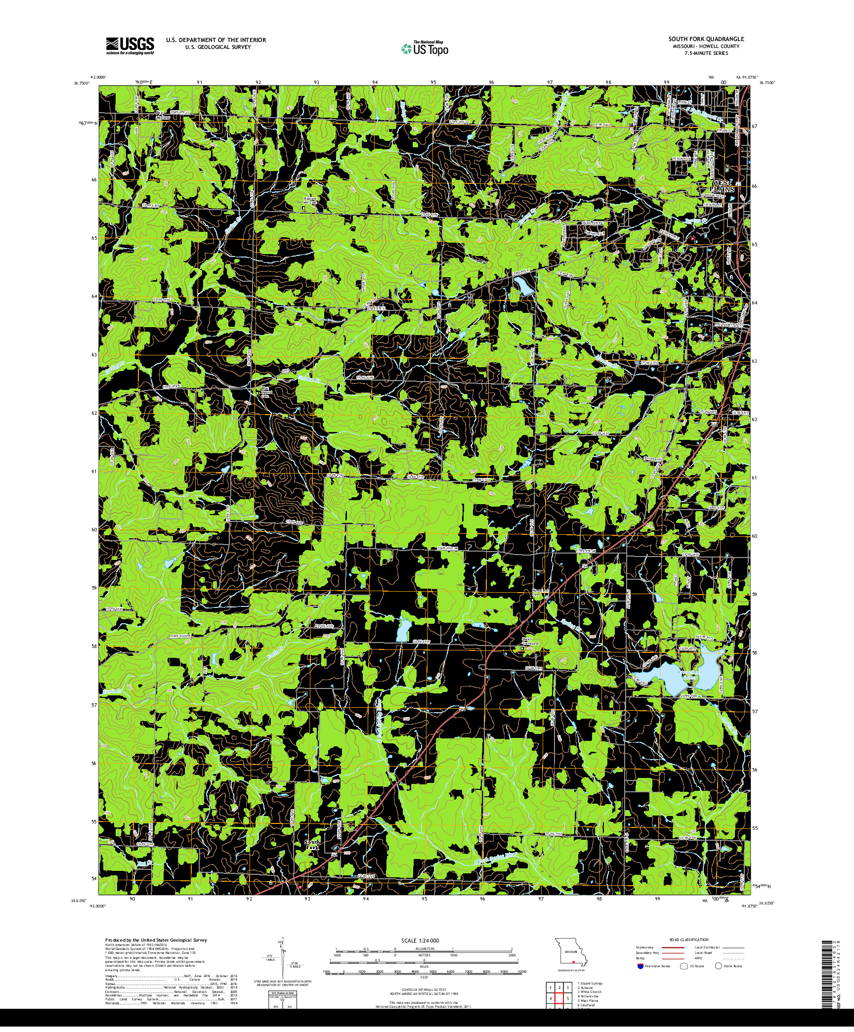 USGS US TOPO 7.5-MINUTE MAP FOR SOUTH FORK, MO 2017