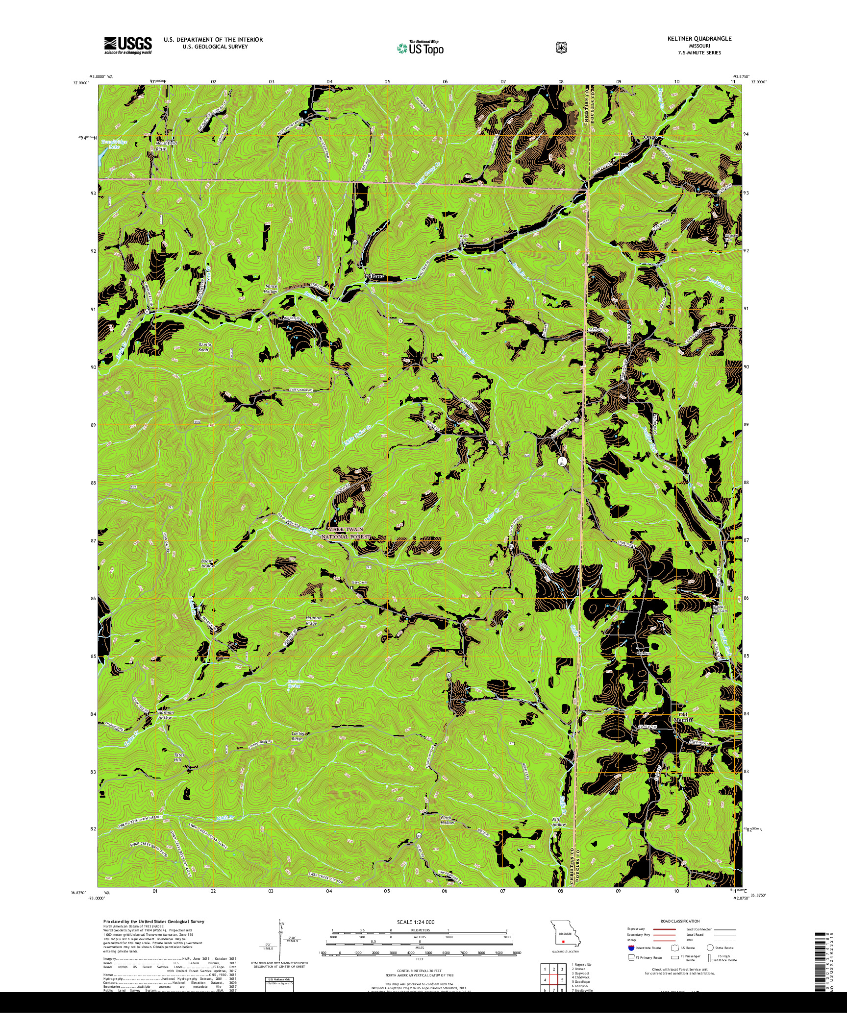 USGS US TOPO 7.5-MINUTE MAP FOR KELTNER, MO 2017
