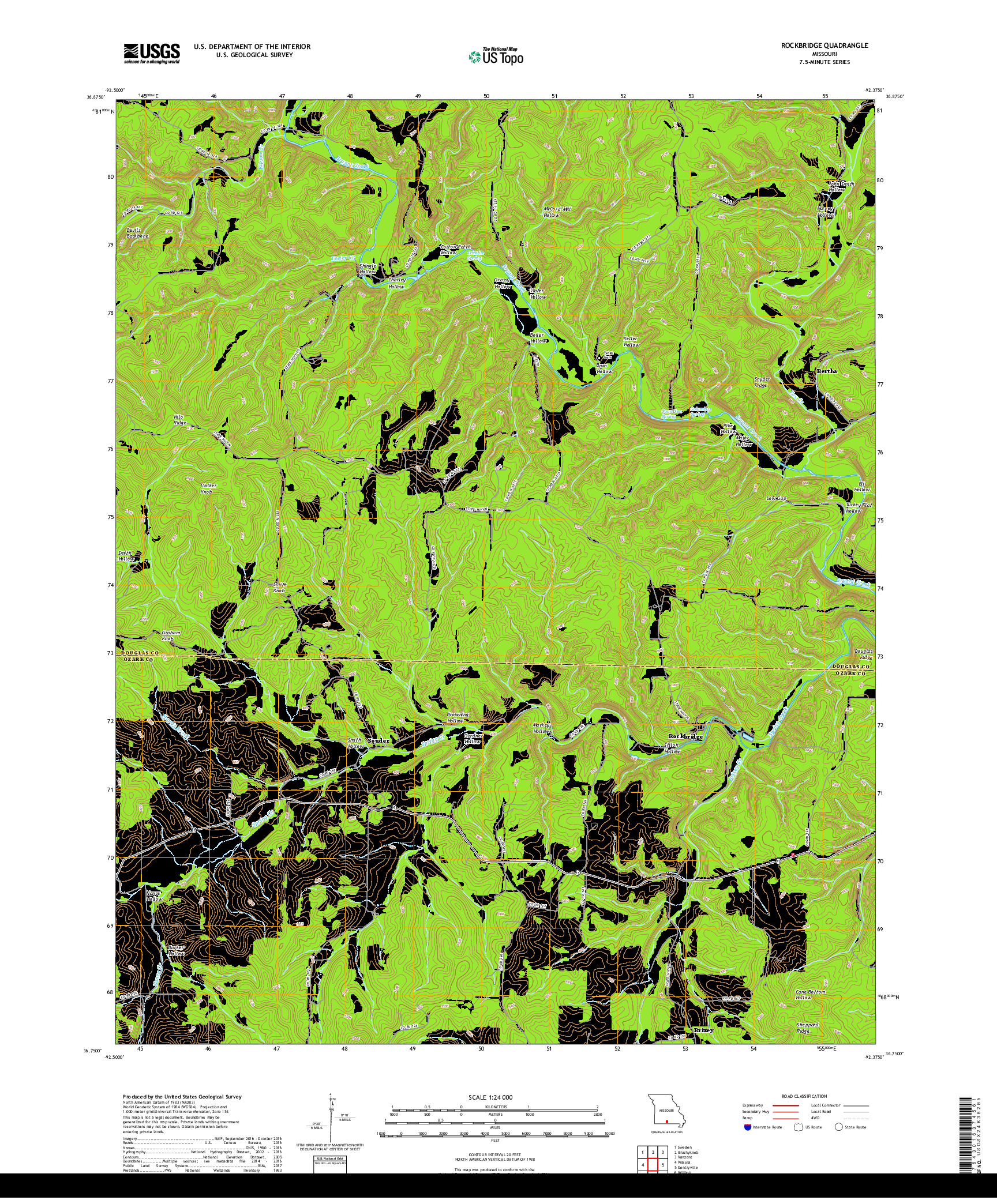 USGS US TOPO 7.5-MINUTE MAP FOR ROCKBRIDGE, MO 2017