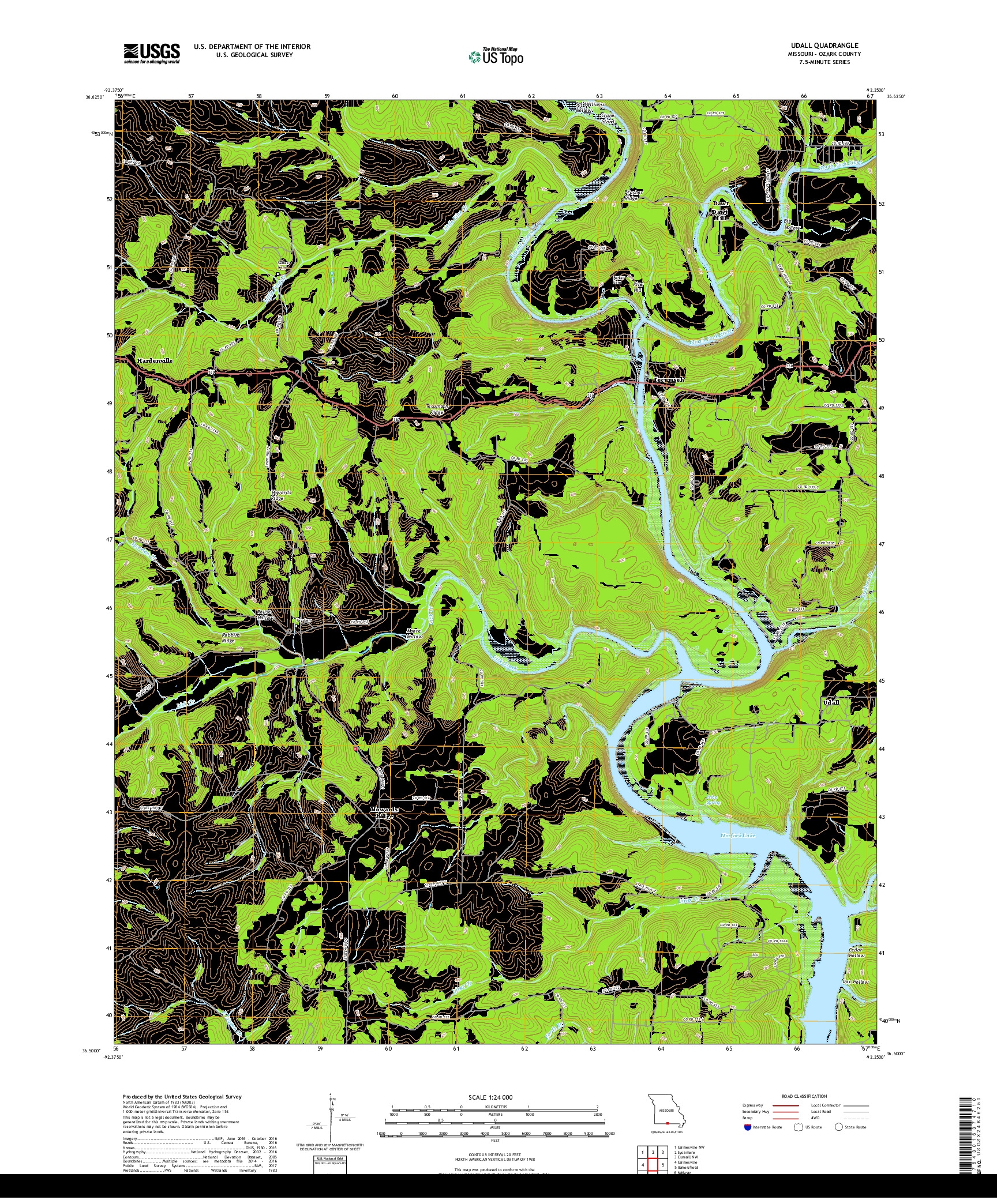 USGS US TOPO 7.5-MINUTE MAP FOR UDALL, MO 2017