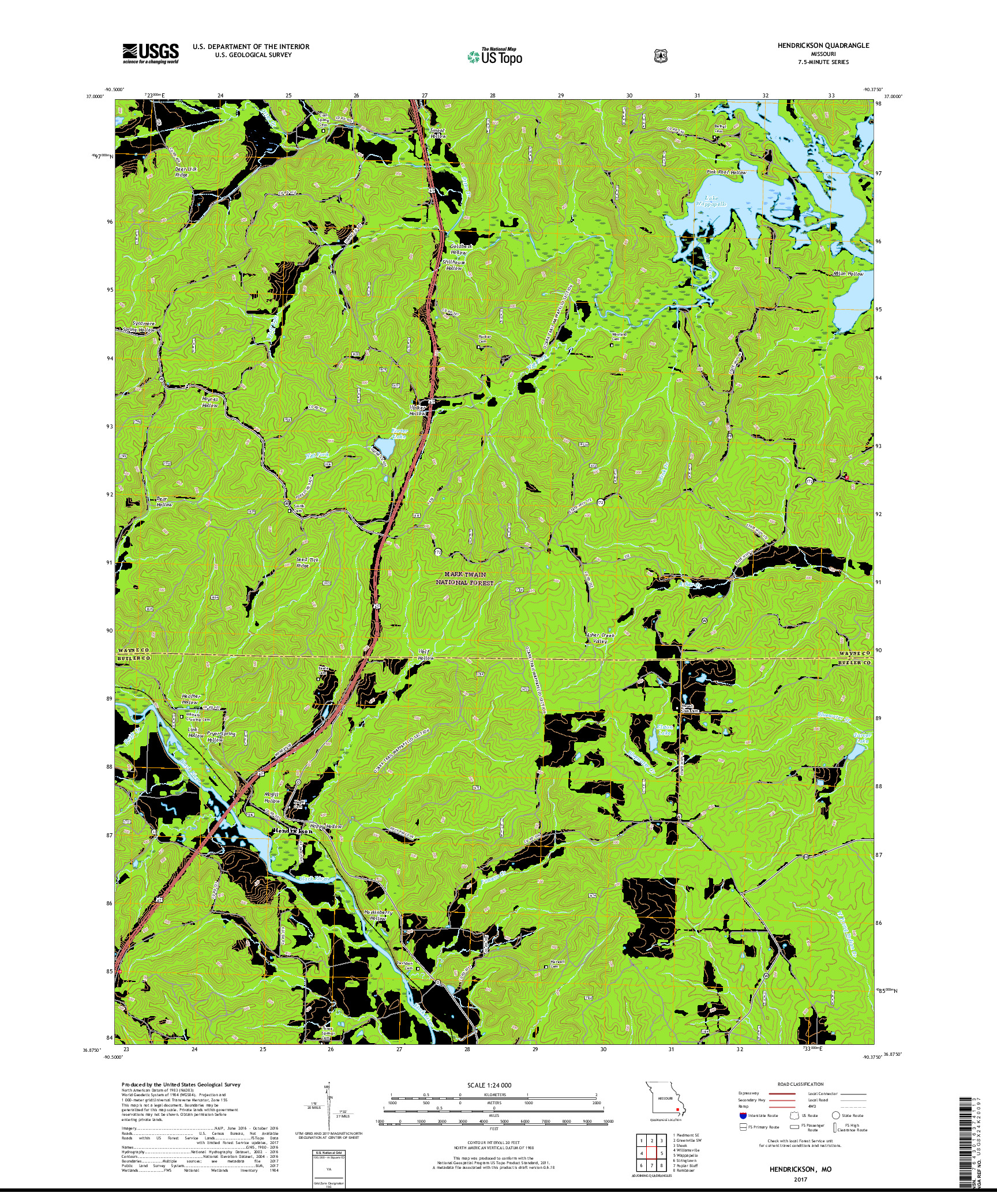 USGS US TOPO 7.5-MINUTE MAP FOR HENDRICKSON, MO 2017