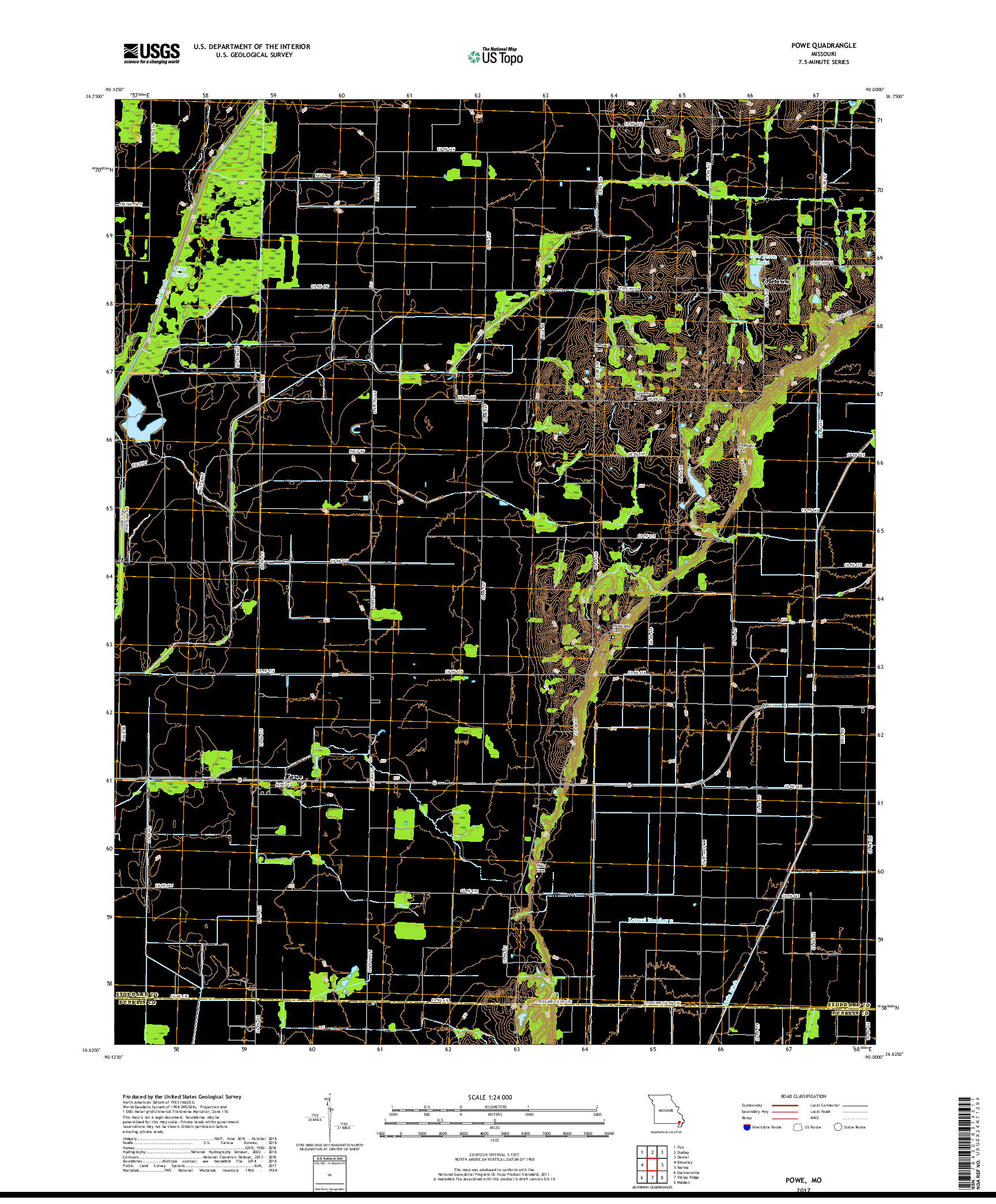 USGS US TOPO 7.5-MINUTE MAP FOR POWE, MO 2017