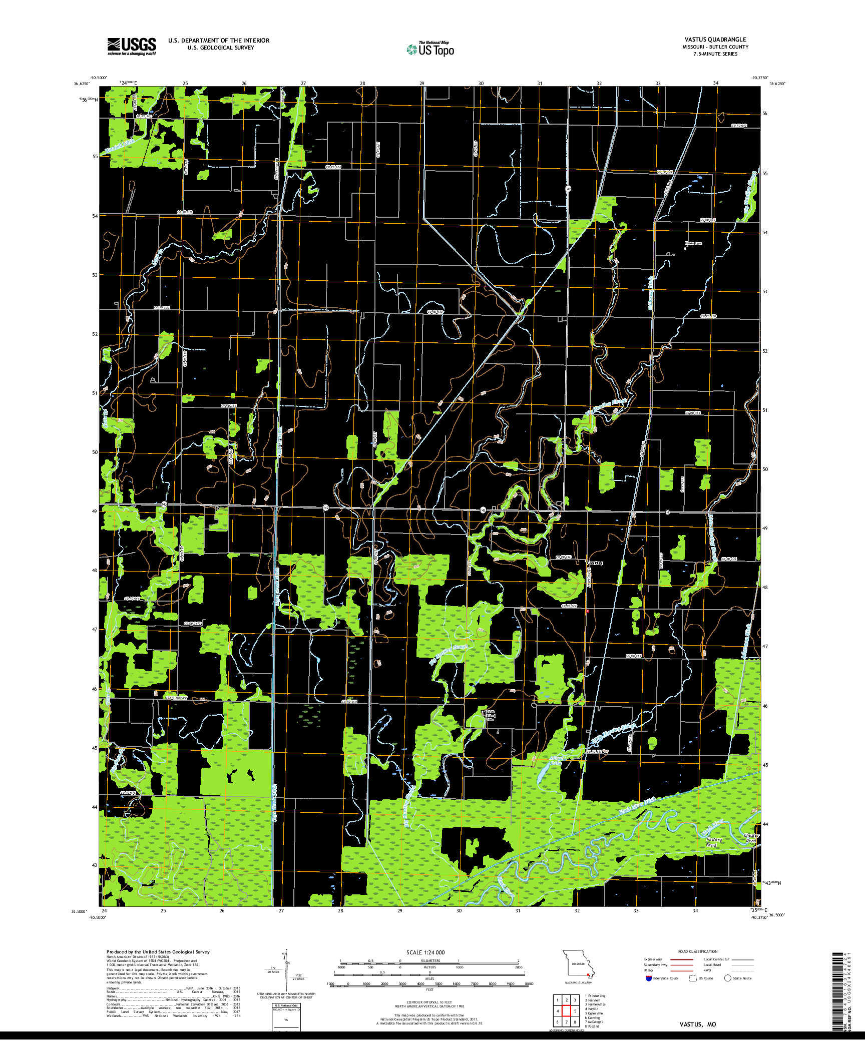 USGS US TOPO 7.5-MINUTE MAP FOR VASTUS, MO 2017