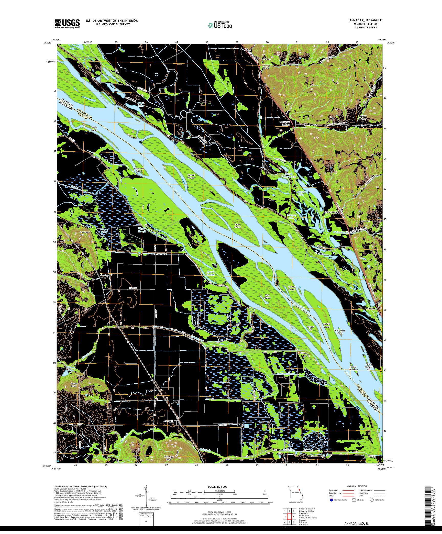 USGS US TOPO 7.5-MINUTE MAP FOR ANNADA, MO,IL 2017