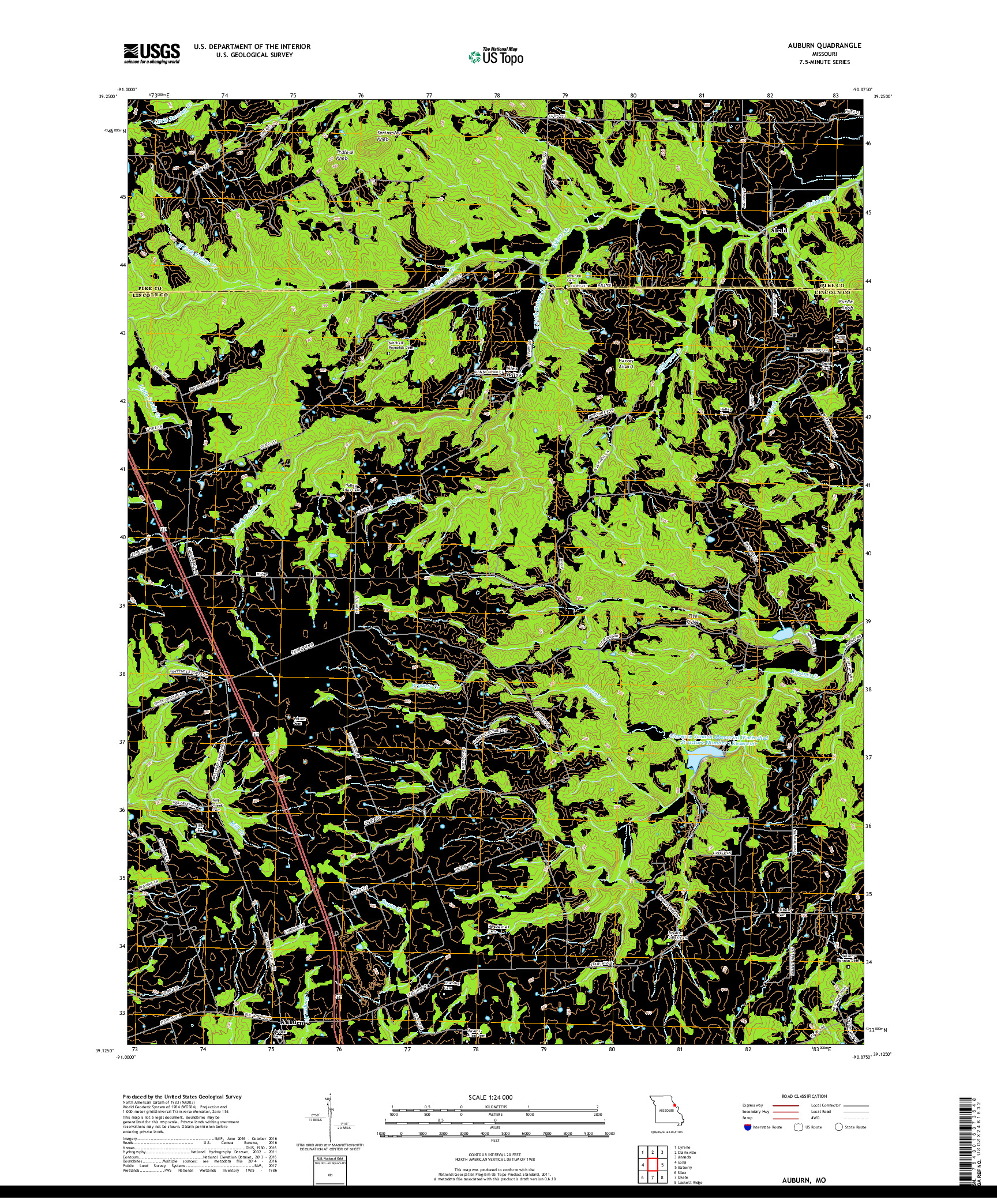 USGS US TOPO 7.5-MINUTE MAP FOR AUBURN, MO 2017