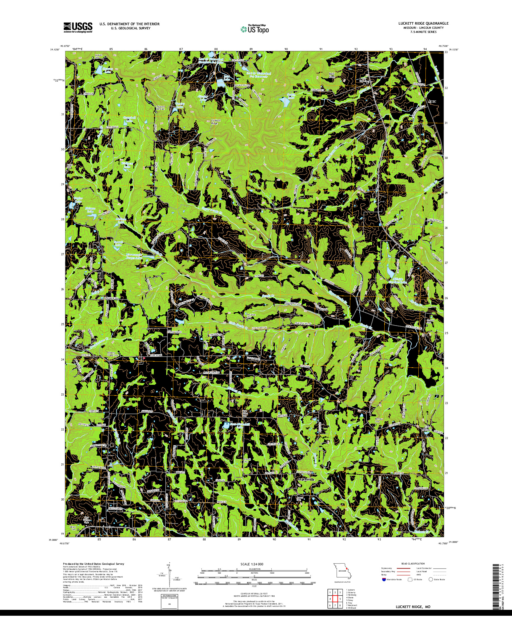 USGS US TOPO 7.5-MINUTE MAP FOR LUCKETT RIDGE, MO 2017