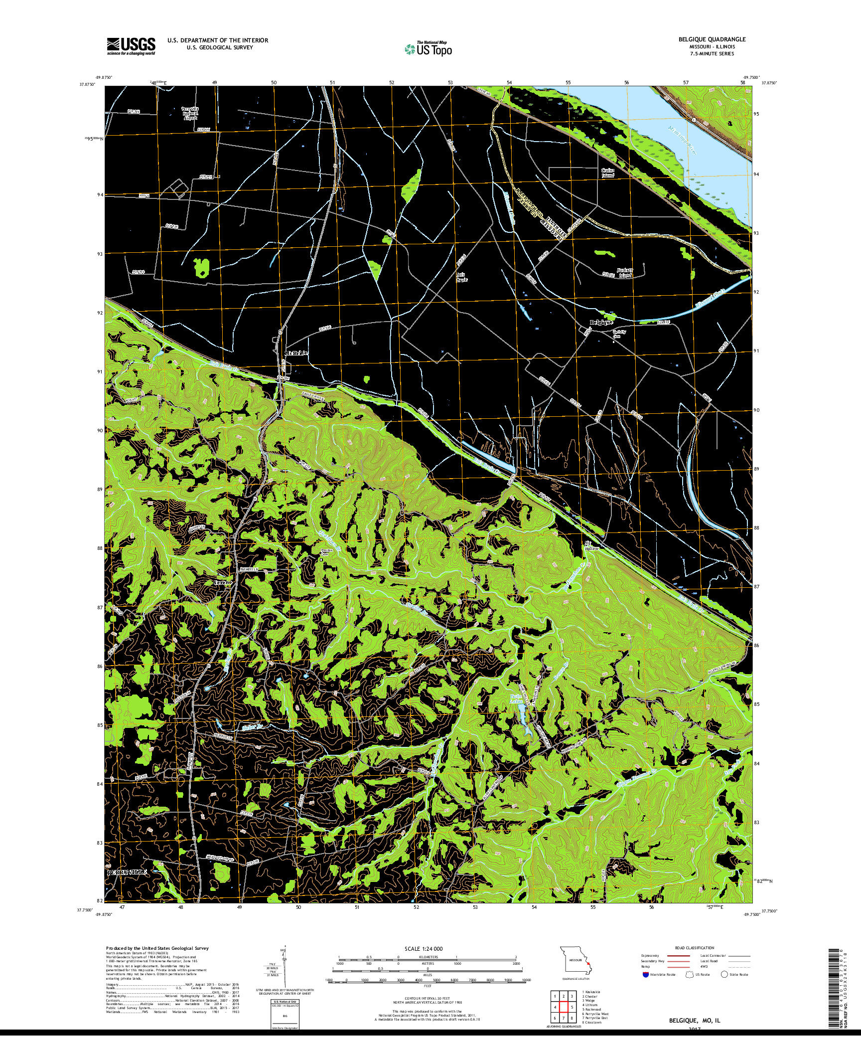 USGS US TOPO 7.5-MINUTE MAP FOR BELGIQUE, MO,IL 2017