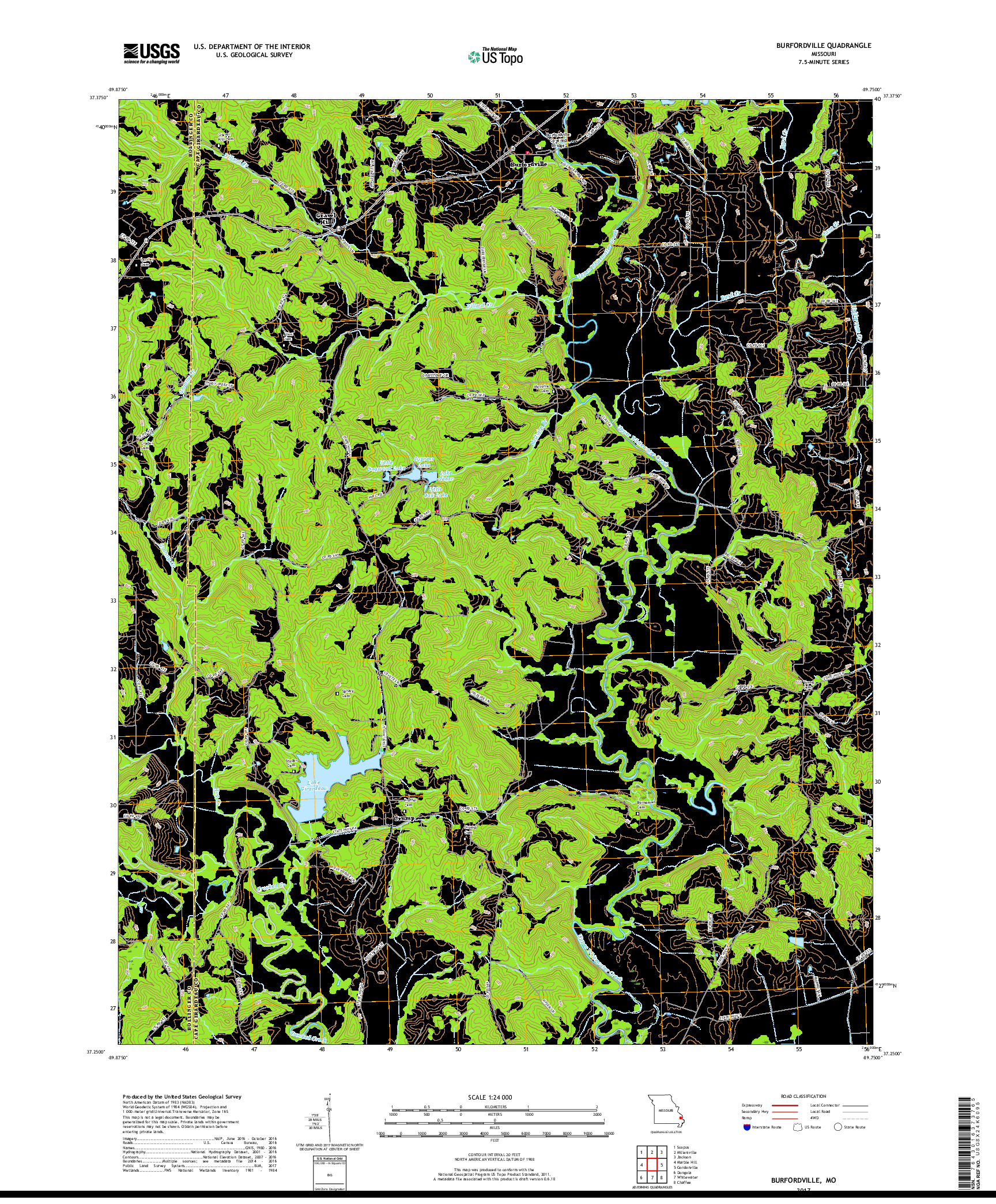 USGS US TOPO 7.5-MINUTE MAP FOR BURFORDVILLE, MO 2017