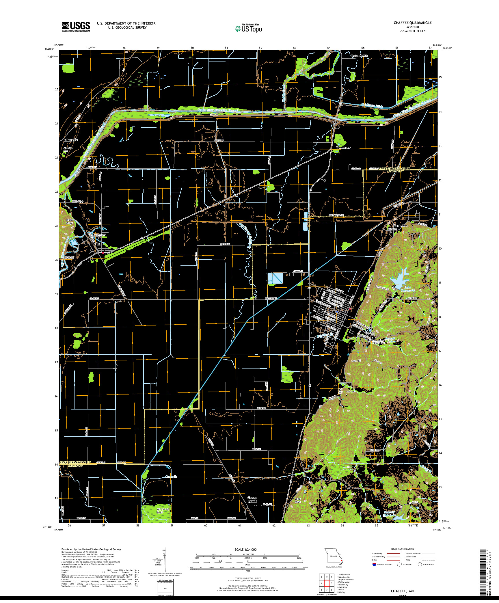 USGS US TOPO 7.5-MINUTE MAP FOR CHAFFEE, MO 2017